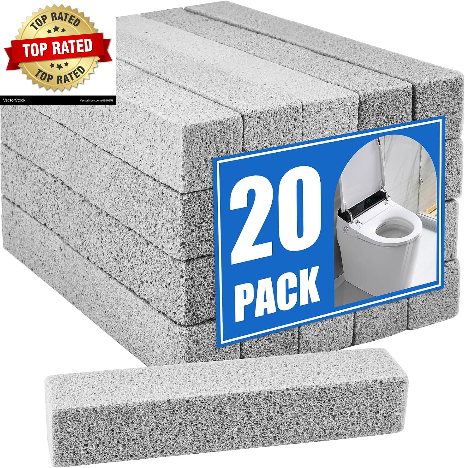 20 Pack Pumice Stone Toilet Bowl Cleaner, Pumice Stone for Cleaning Stick