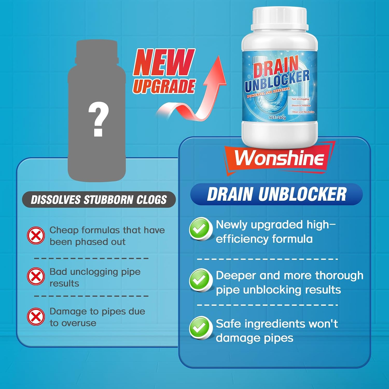 Drain Clog Remover, 260G Sink Drain Cleaner, Powerful Pipeline Dredging Agent
