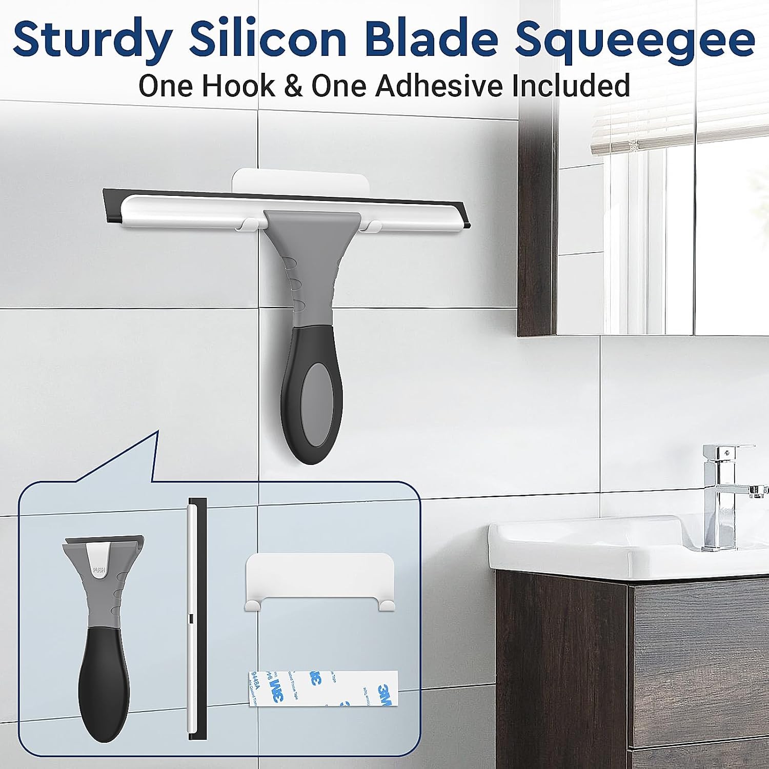All-Purpose Silicone Shower Squeegee for Glass, Window, Door, Mirror, Car