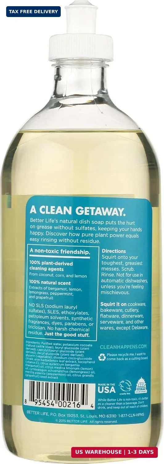 Better Life Dish Soap – Liquid Dishwashing Soap with Vitamin E and Aloe for Home