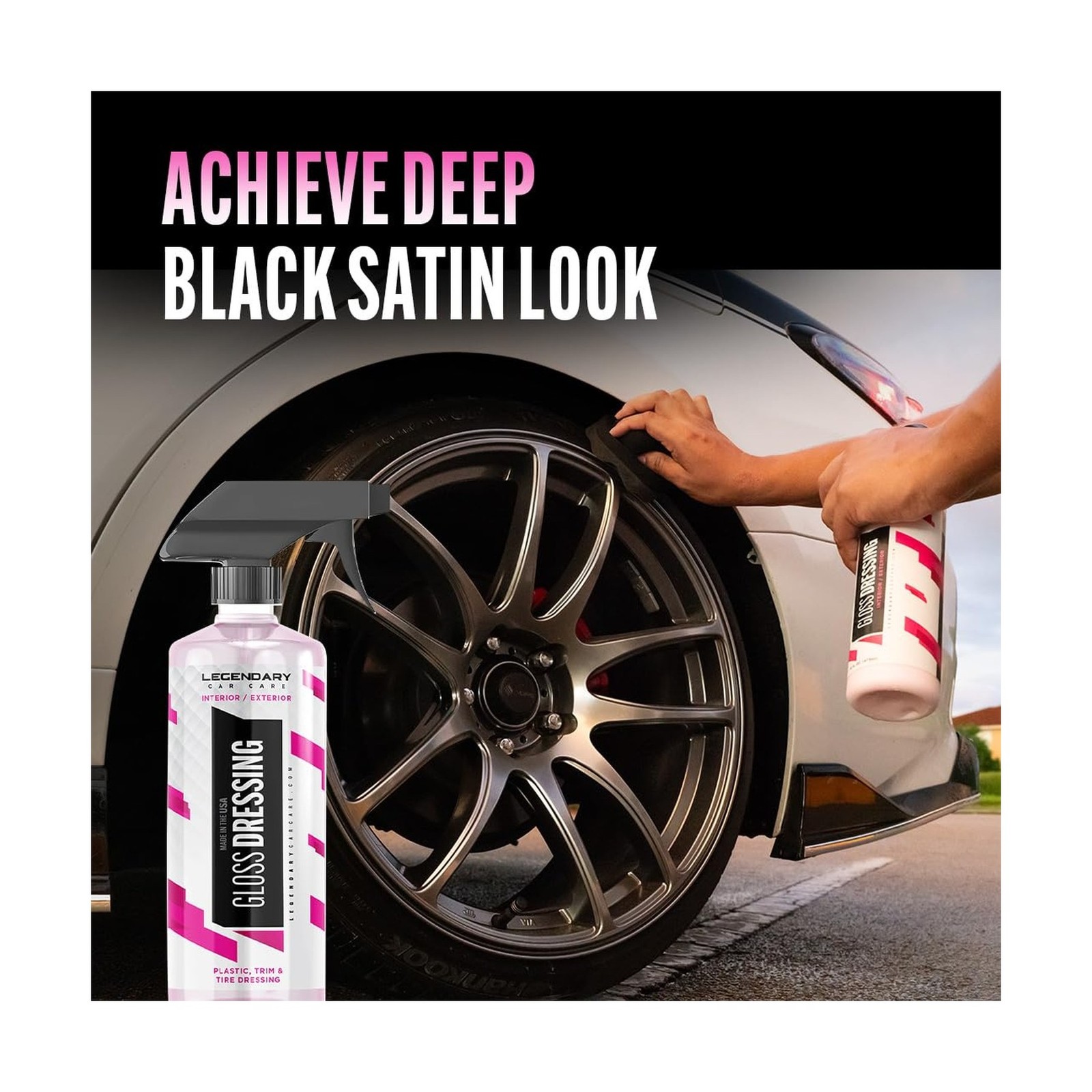 Legendary Gloss Dressing 16oz – Tire Shine Spray & Plastic Restorer – Wate
