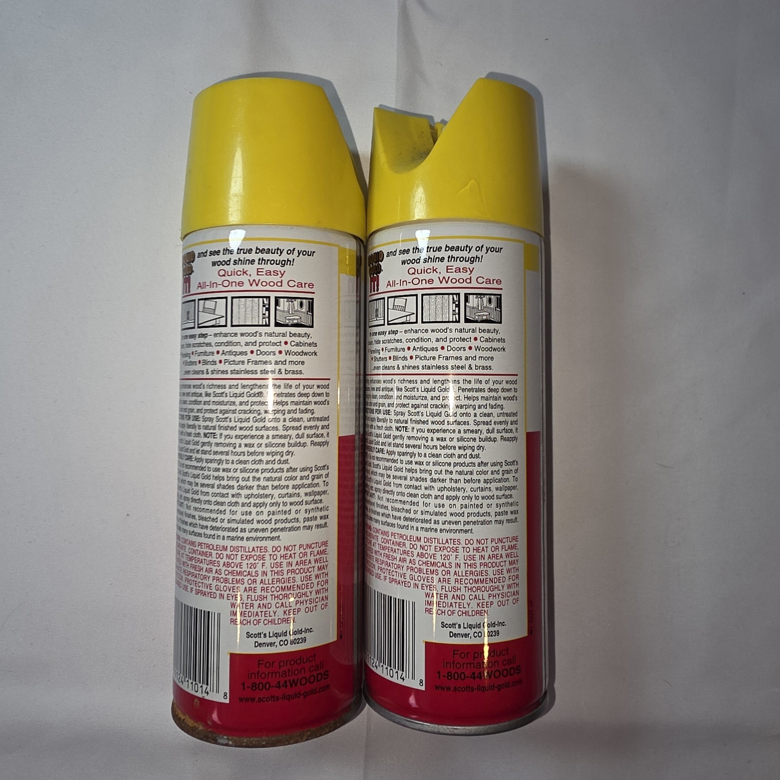 2 -Vintage Scott’s Liquid Gold Aerosol Cans Retro 1970s Kitchen Film Prop Decor