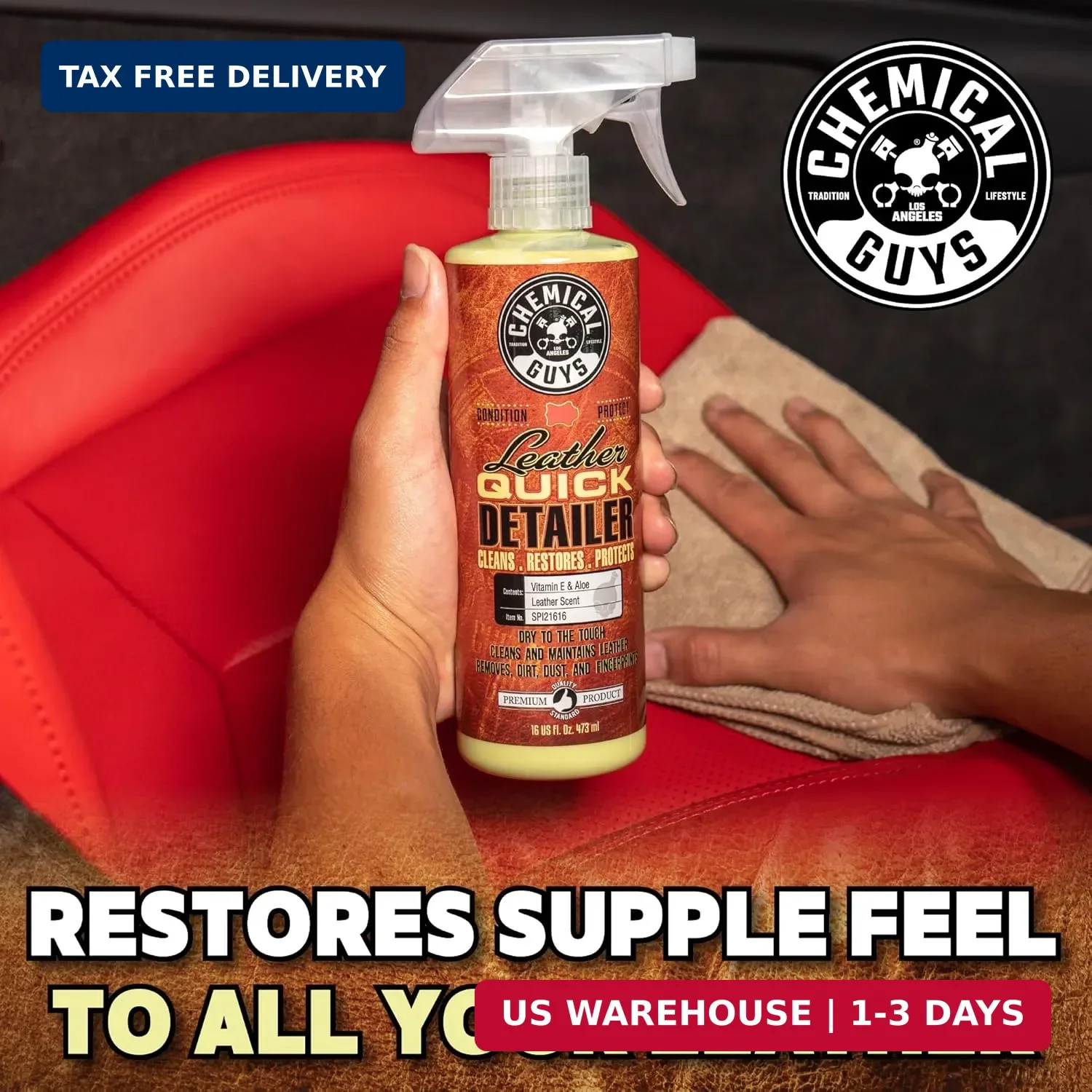Chemical Guys Leather Quick Detailer – Interior Cleaner and Conditioner for Natu
