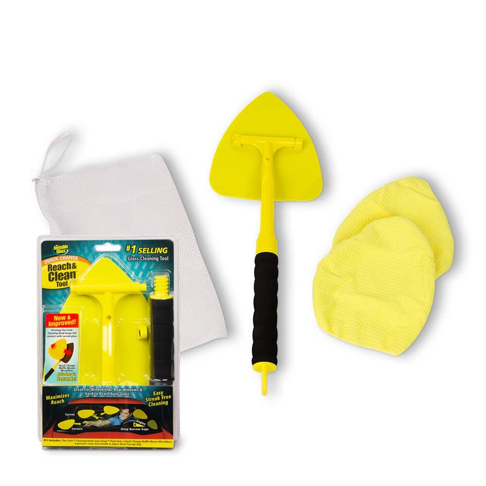 2 Piece Yellow Utility Sponge Washable Window Cleaner Tool with Extendable Ha…