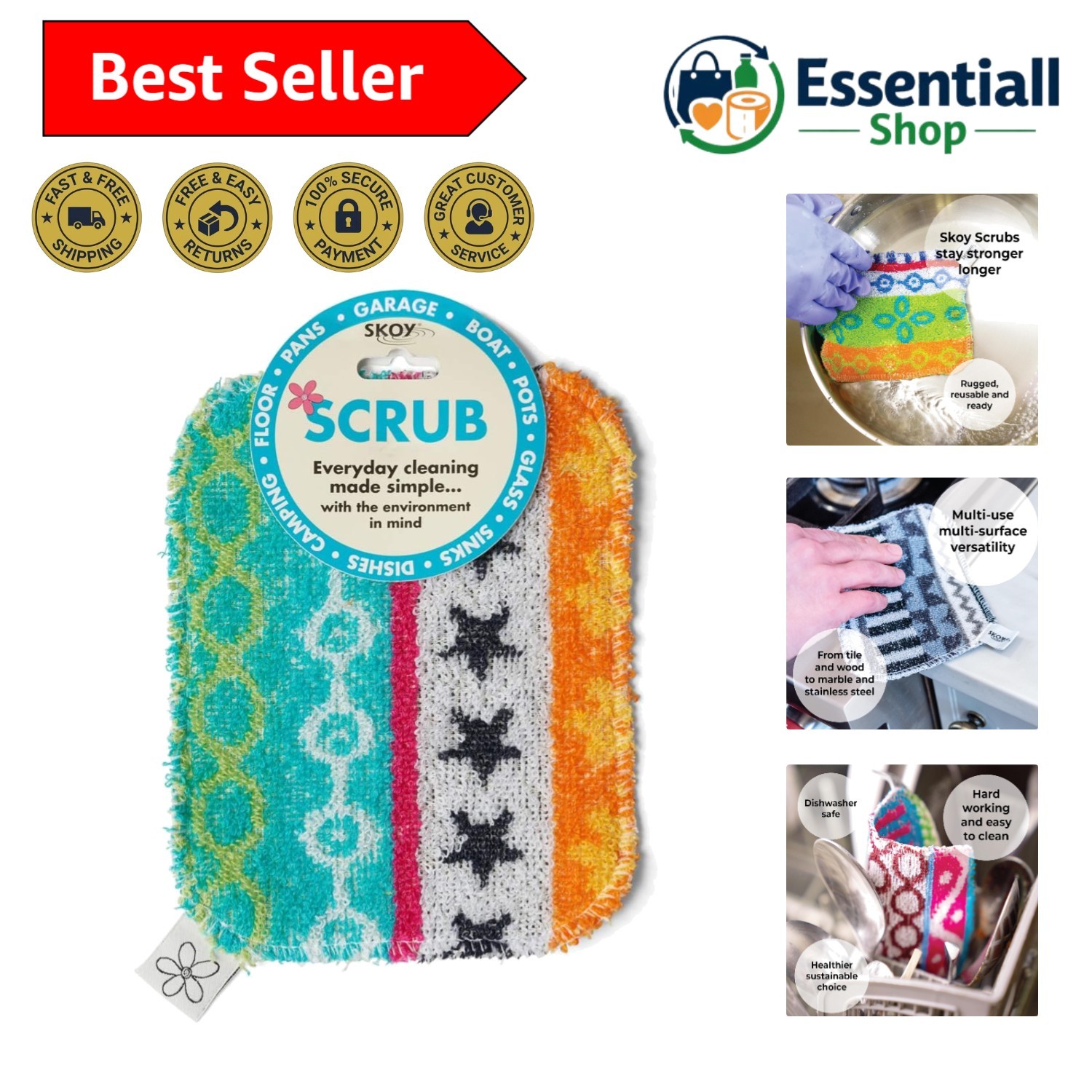 Versatile 1-Pack Reusable Dish Scrubber for Kitchen – Soft & Assorted Designs