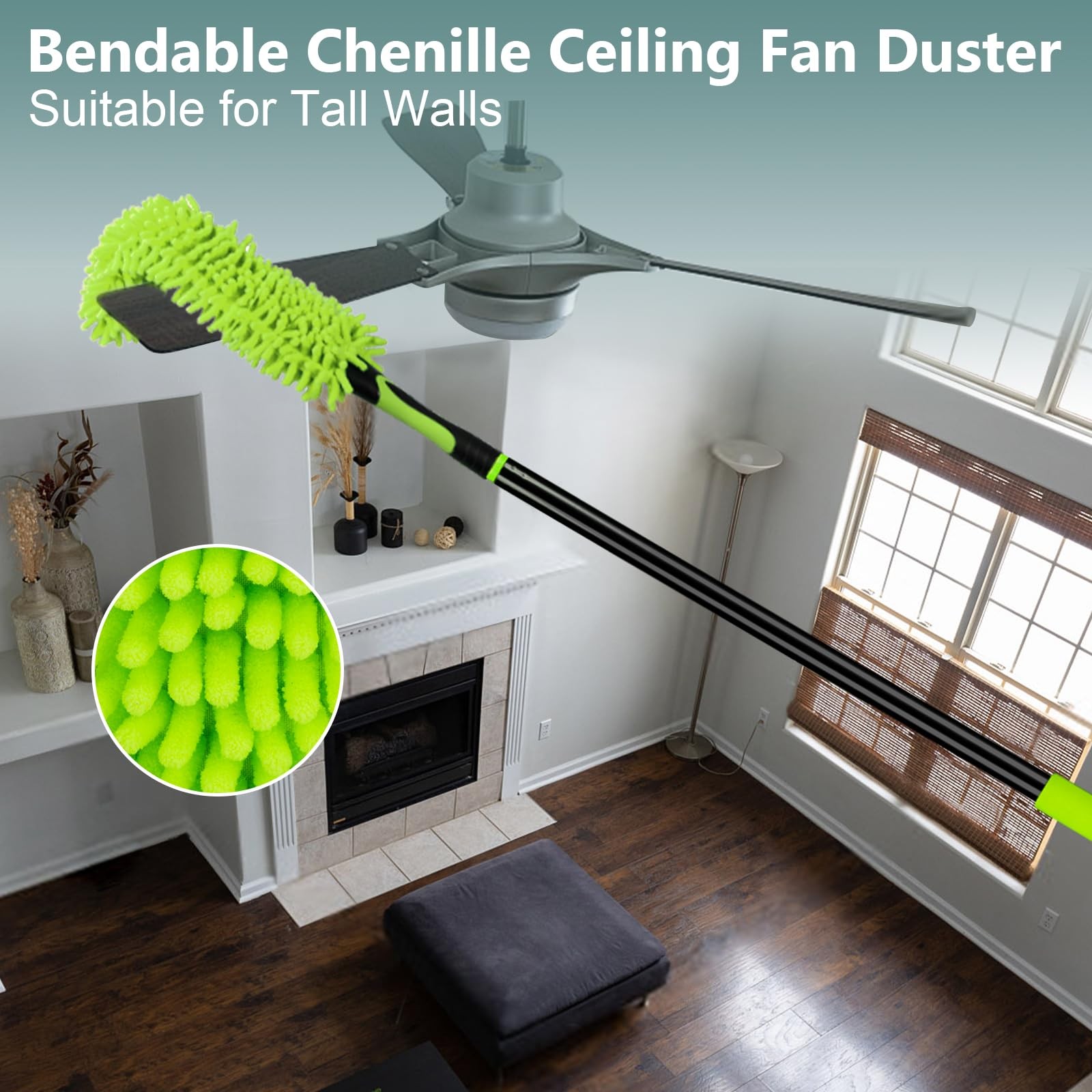 8 Foot Dusters for Cleaning with Extension Pole Microfiber Feather Used