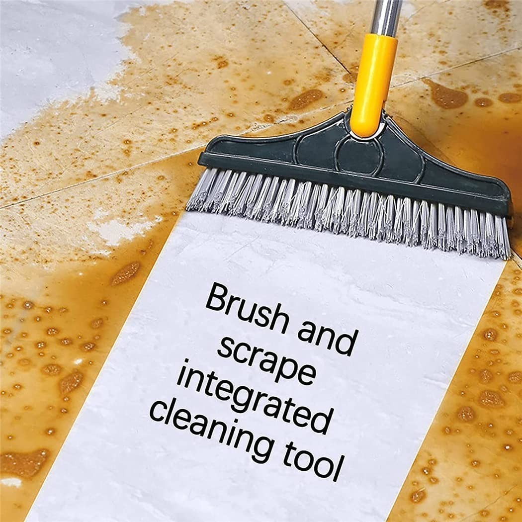 Rotating Tile Scrub Brush, 120° Angle, Bathroom Kitchen Cleaner, Squeegee, Green