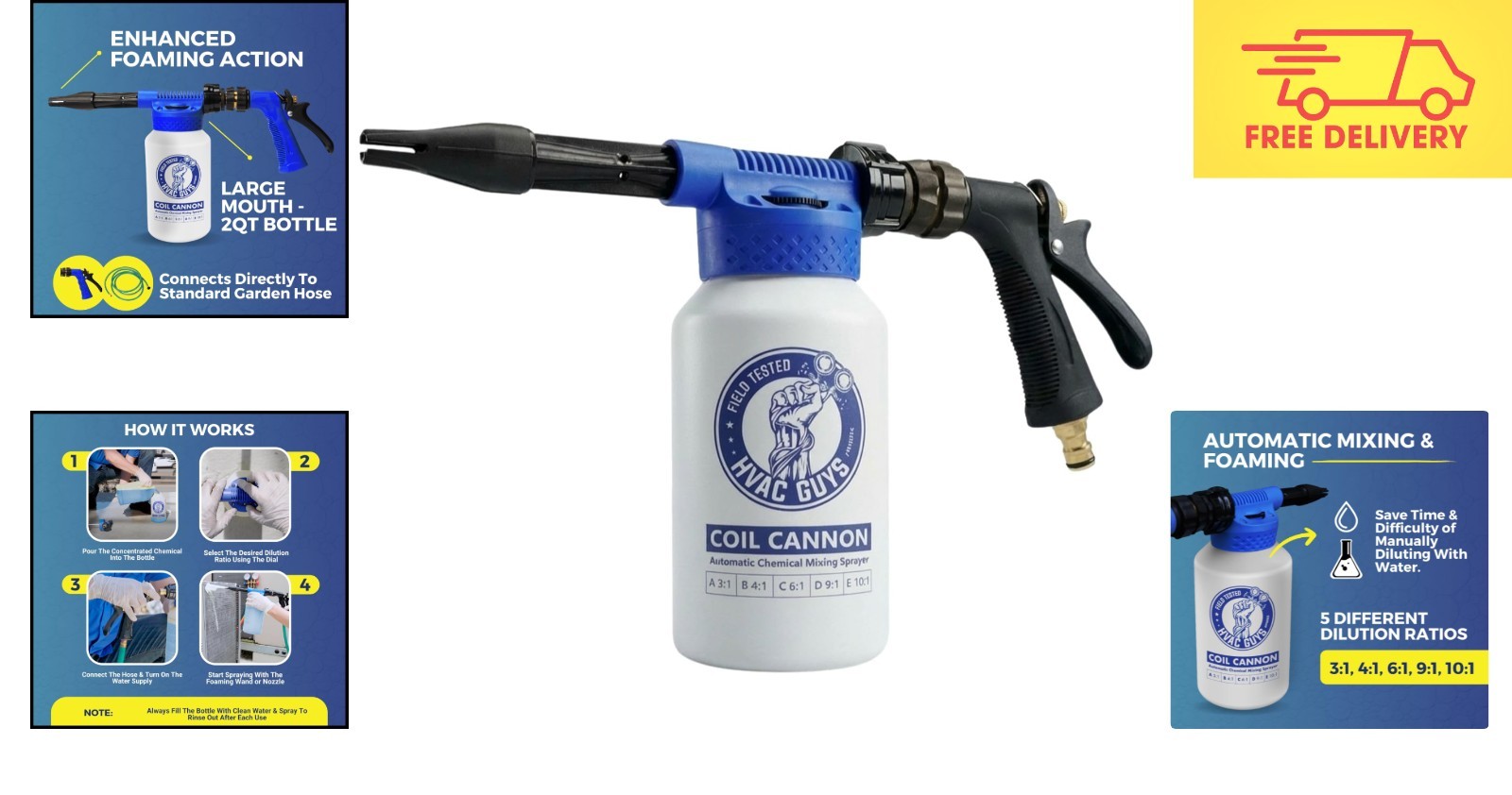 Professional-Grade Coil Cannon Foaming Sprayer – Compatible with All Cleaners