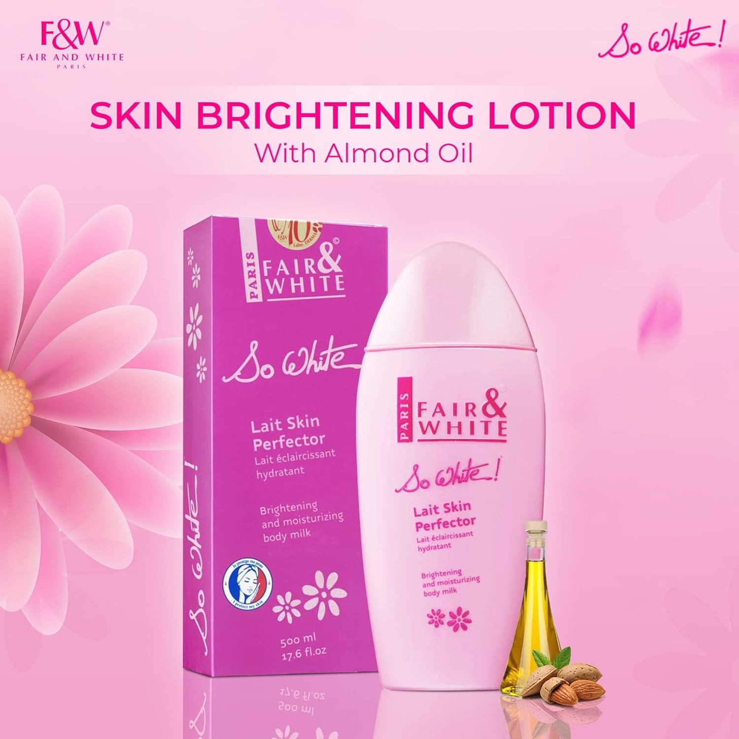 FAIR & WHITE So White, Skin Brightening Lotion – 500 ml / 17.6 Fl oz – Daily M