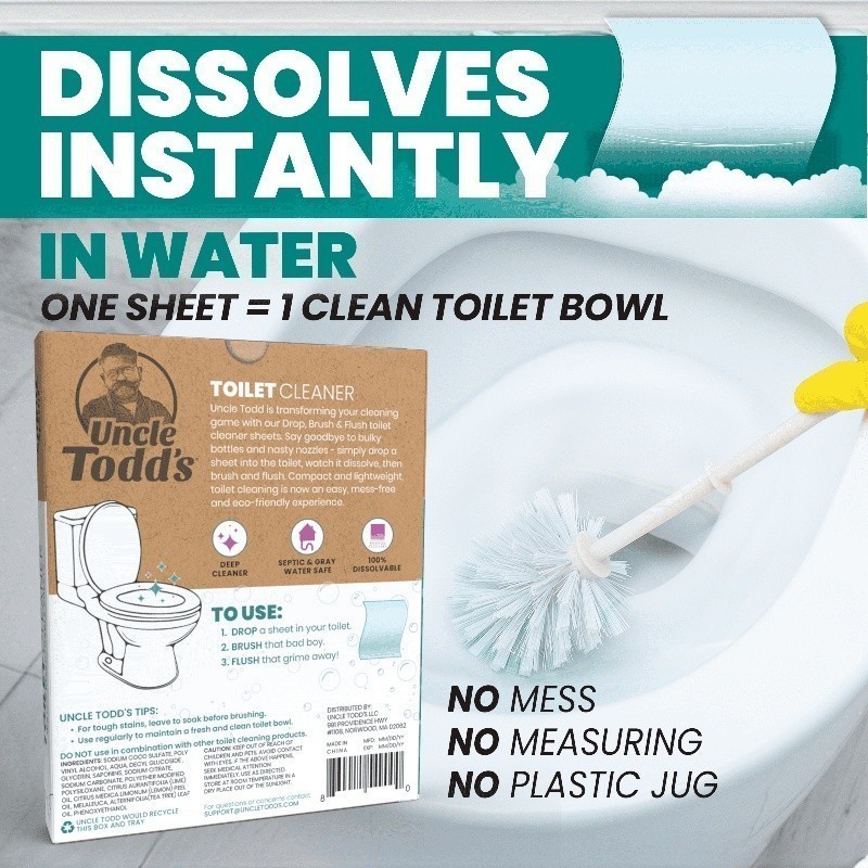Lemon Toilet Cleaner Dissolvable Sheets Eco-Friendly Septic Safe 30 Count New