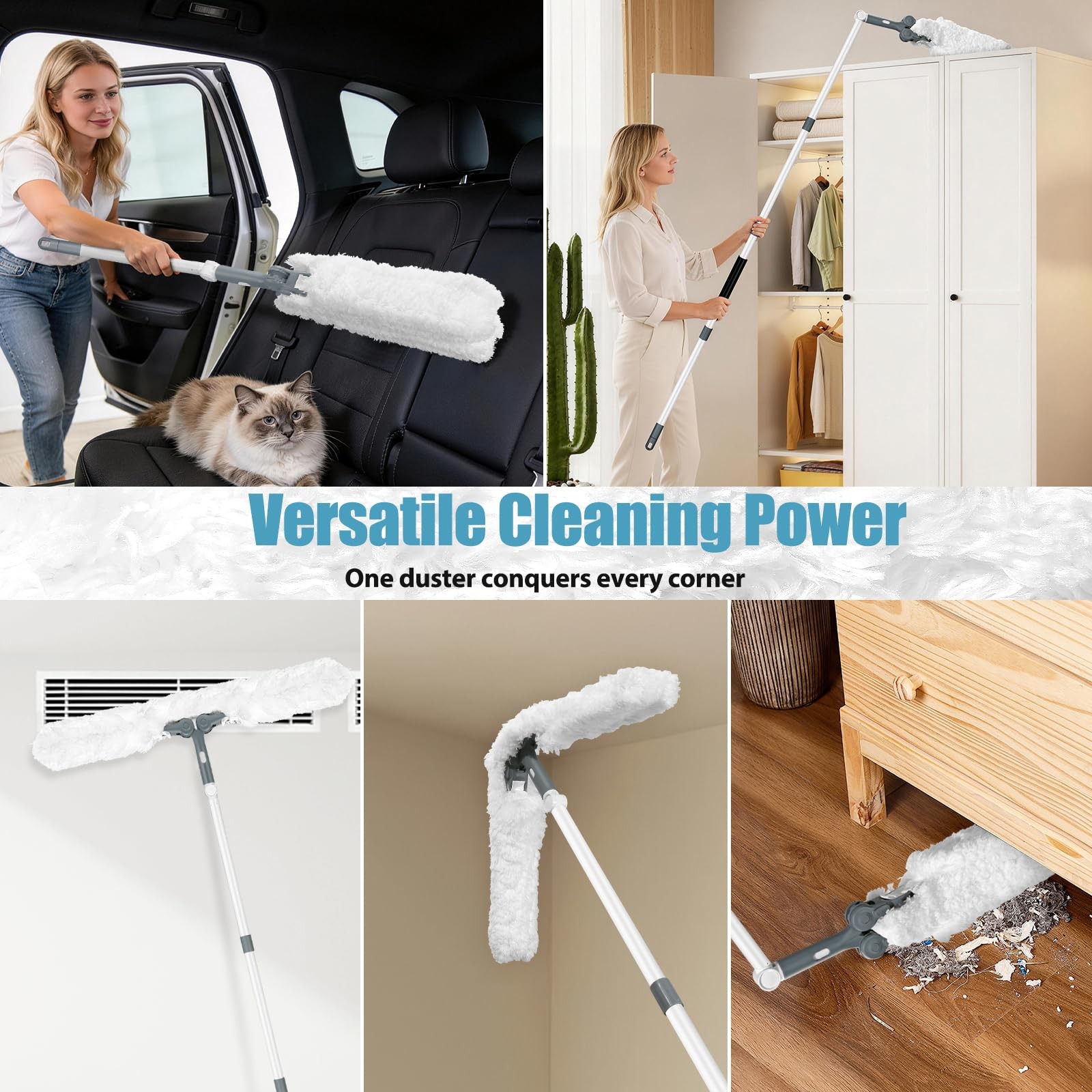 Microfiber Ceiling Fan Cleaner Duster with Extension Pole 59″