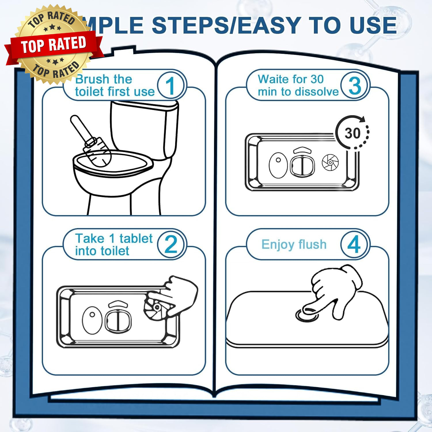 Toilet Bowl Cleaner Tablets Blue Toilet Tank Cleaners, Septic-Safe Hard Water St