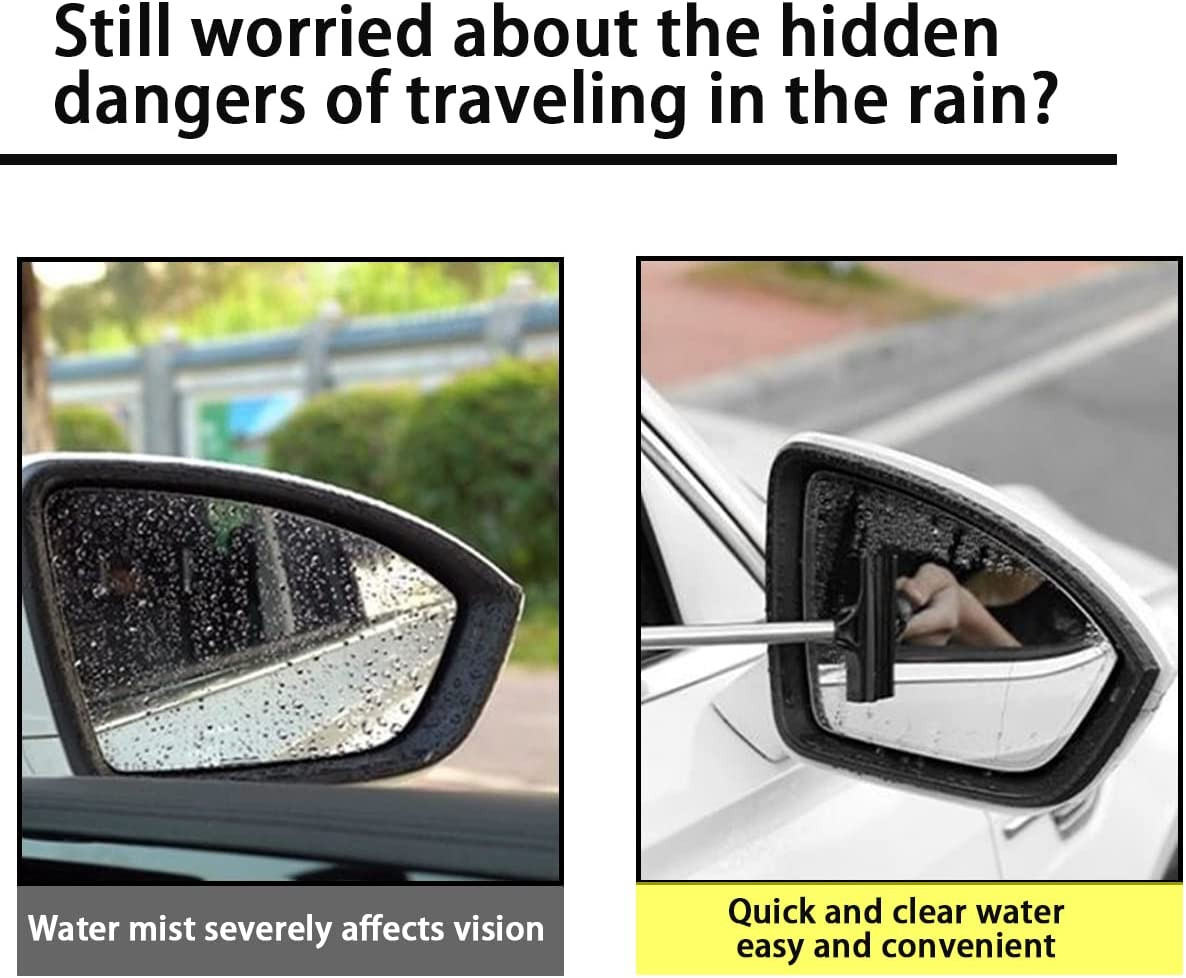 Car Rearview Mirror Wiper, Retractable Auto Glass Squeegee, Water Cleaner with T