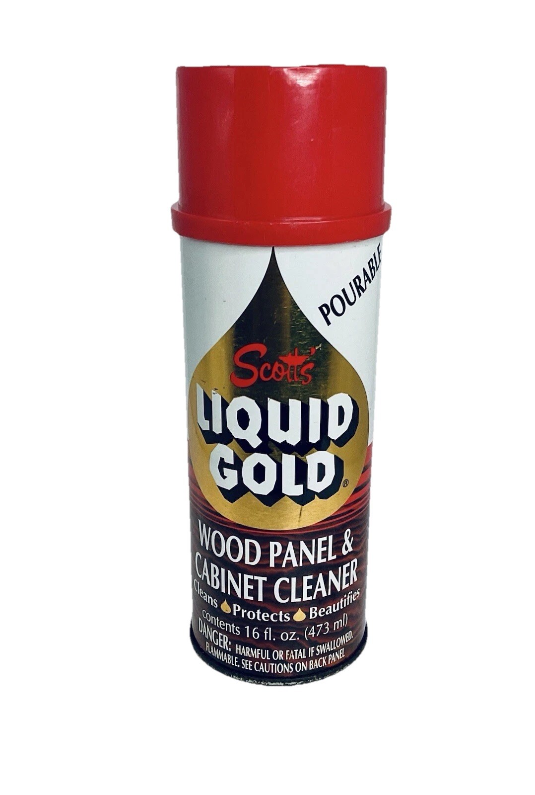 SCOTT’S LIQUID GOLD POURABLE WOOD PANEL &CABINET CLEANER 16 OZ VINTAGE OLD STOCK