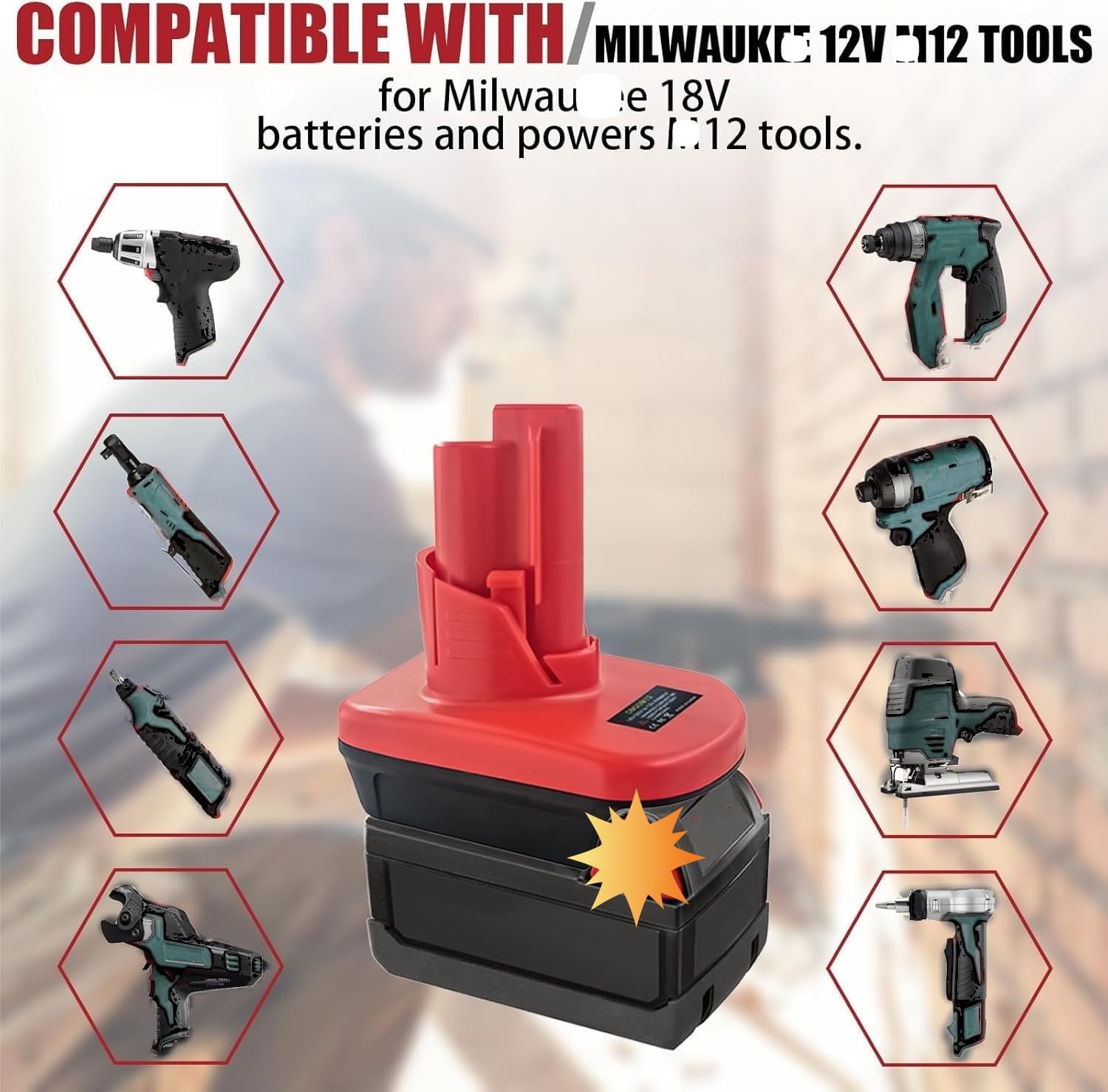 For M18 to for M12 Battery Adapter, for Milwaukee 18V to 12V Converter, Convert