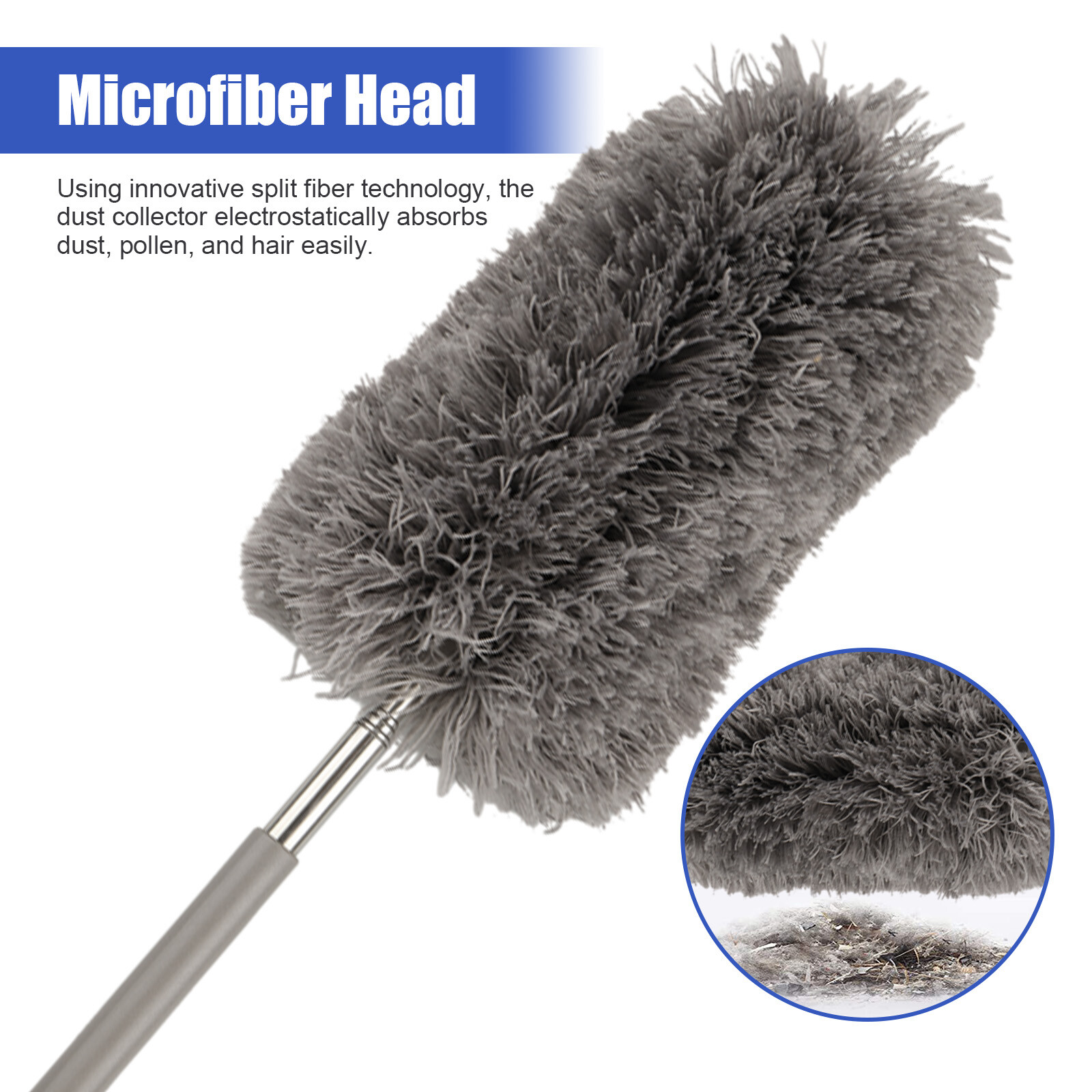 Adjustable Soft Microfiber Feather Duster Dusting Brush Household Cleaning Tool