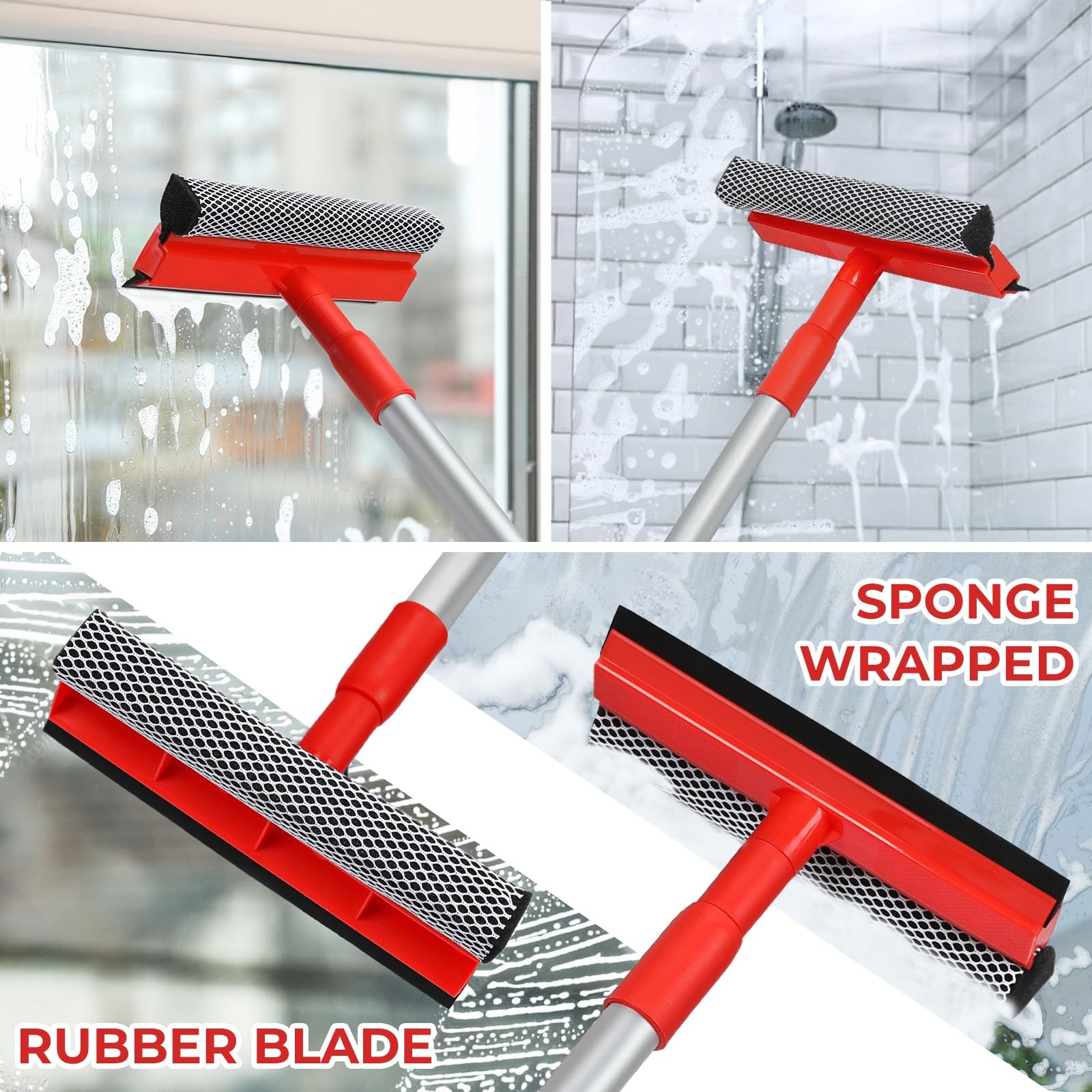 Windshield Cleaner Tool 2 in 1 Car Window Squeegee with Extendable Hand