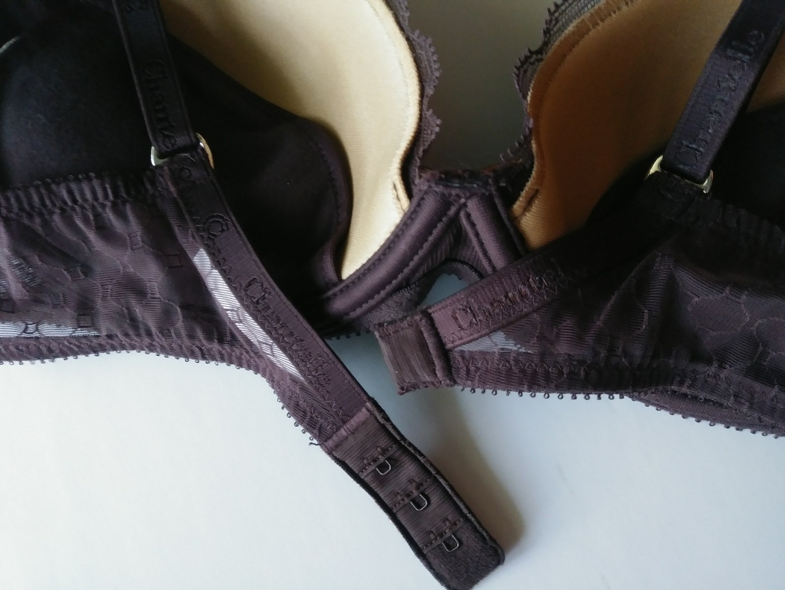 CHANTELLE CHIC PUSH-UP PLUNGE UNDERWIRE REMOVABLE PADS BROWN SIZE 32-D STY#36460