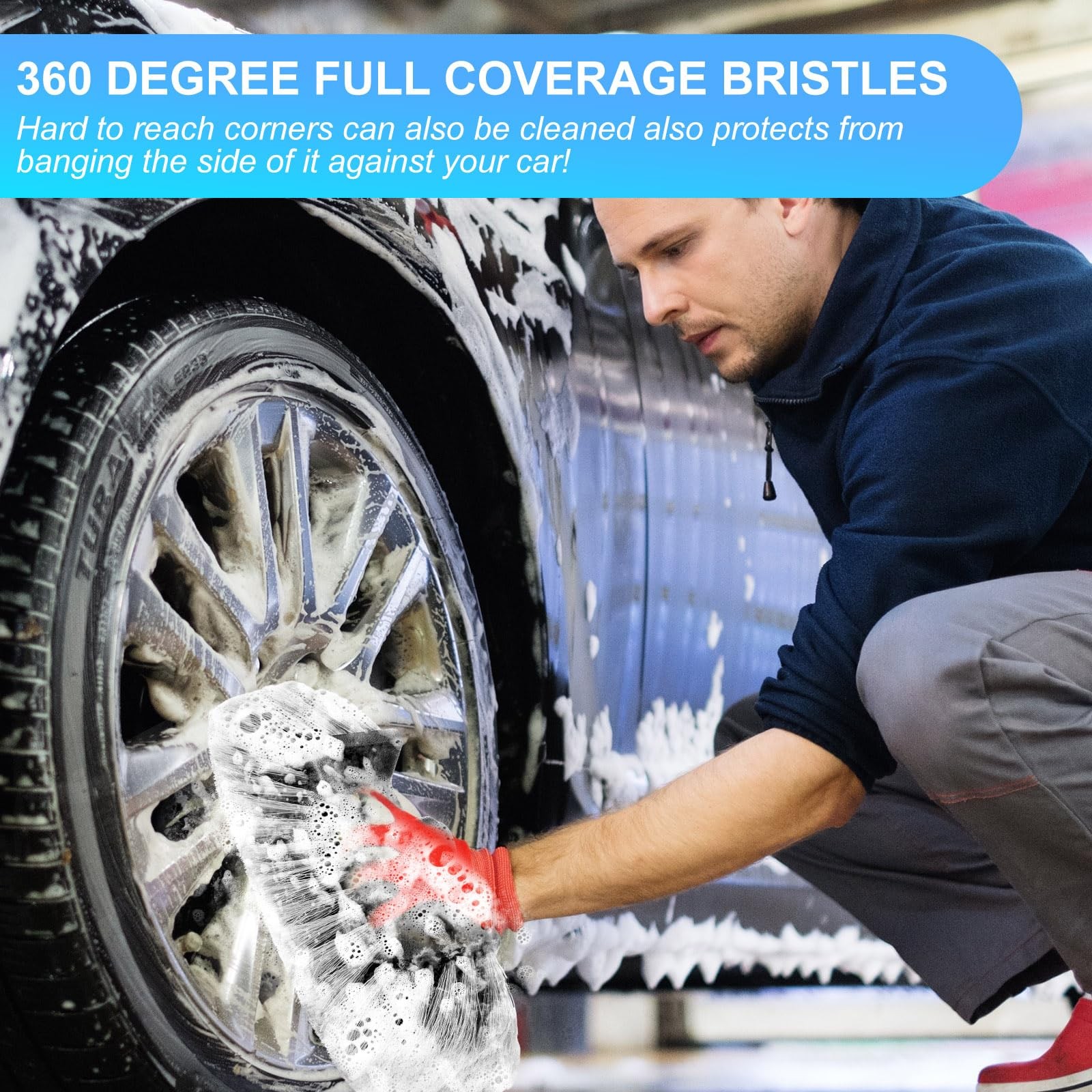 2 Pcs Car Wash Brush Head with Soft Detailing Bristle Flow Through Car Cleani…