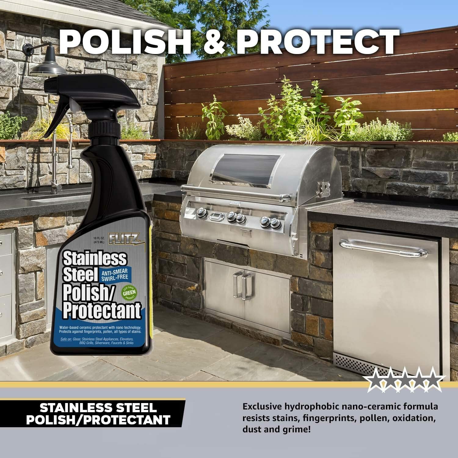 FLITZ Stainless Steel Polish & Protectant 16oz/473ml Spray Bottle (SEE VIDEO)