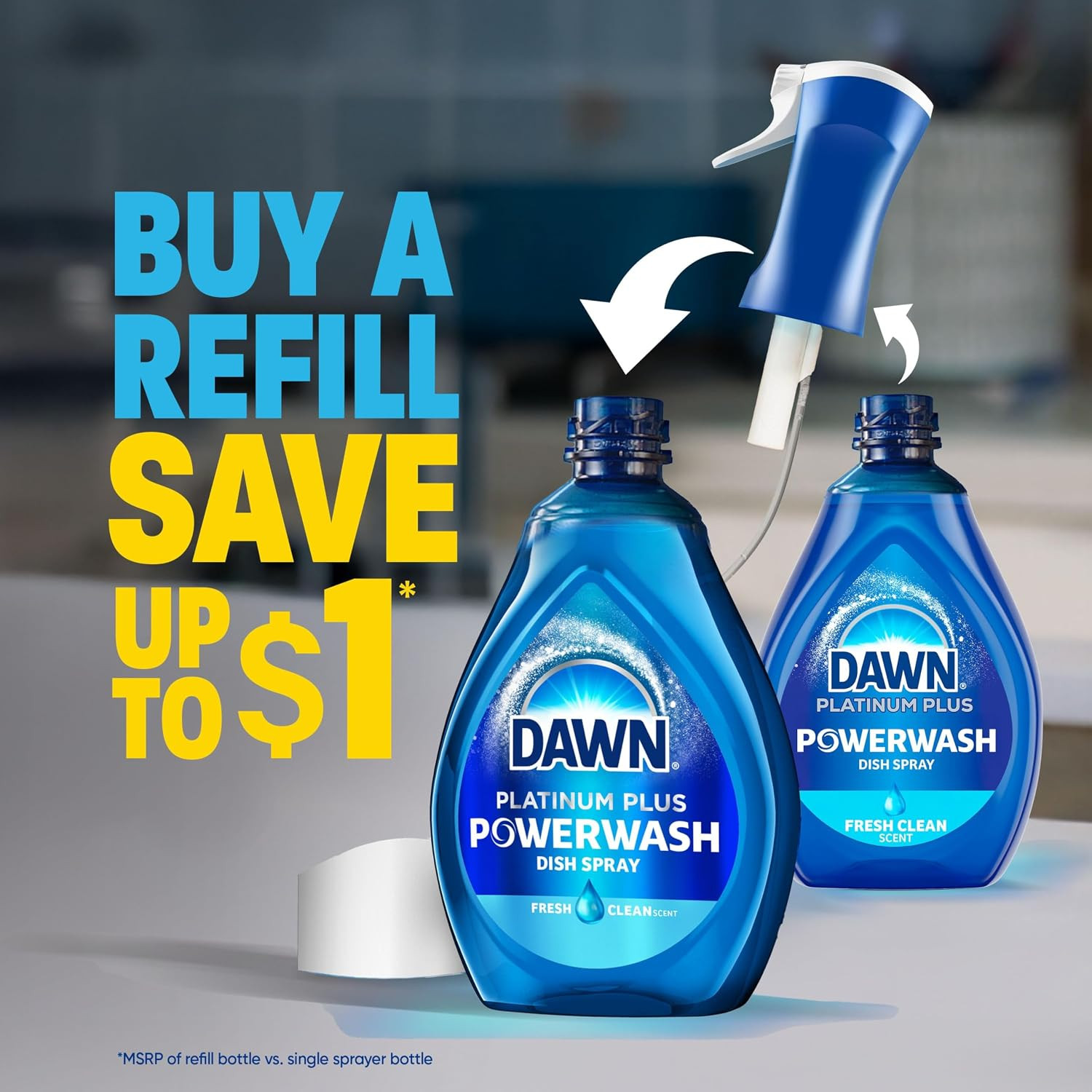 Dawn Dish Soap Spray Tropical Blend Scent, Kitchen Household Essentials, 16 Oz.