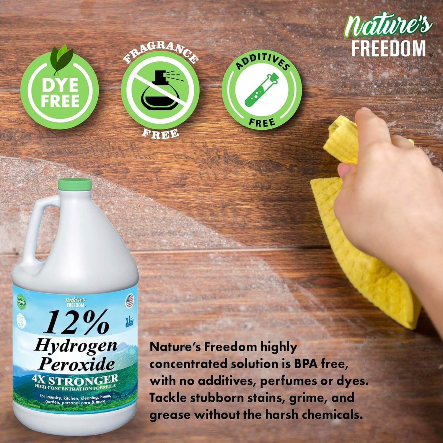 12% Hydrogen Peroxide, Food Grade H2O2 and Purified Water Only, 4 Gallons
