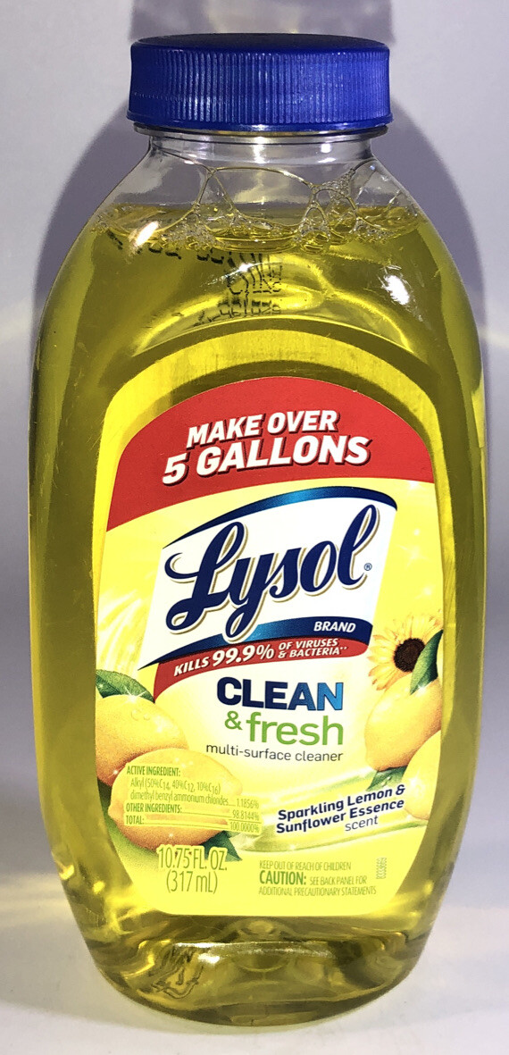100 Bottles 10.75oz Ea Lysol Clean & Fresh Multi-Surface Cleaner,Lemon/Sunflower