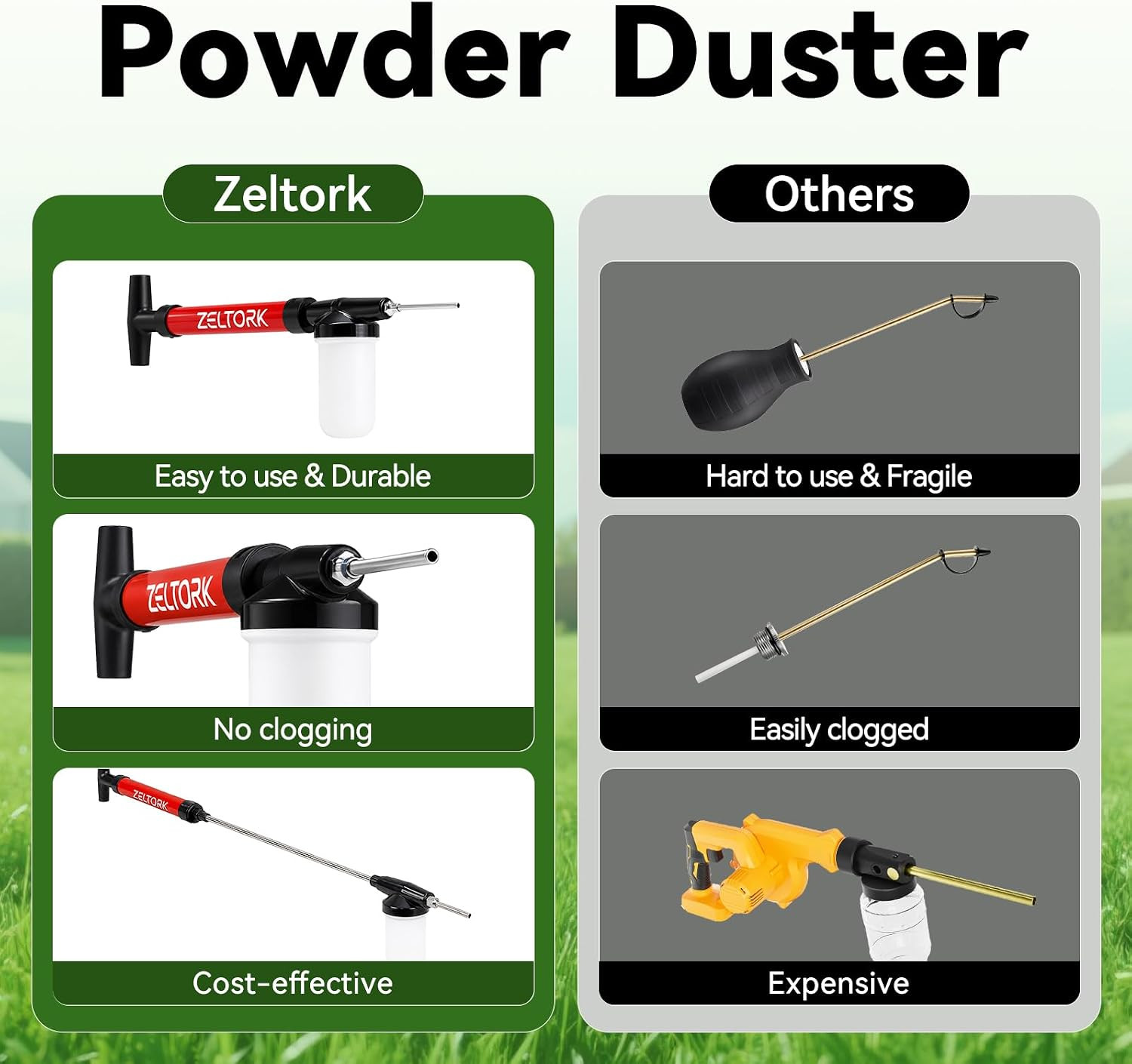 Diatomaceous Earth Powder Duster with Tube Cleaning Brush, Adjustable 4FT Rod, P