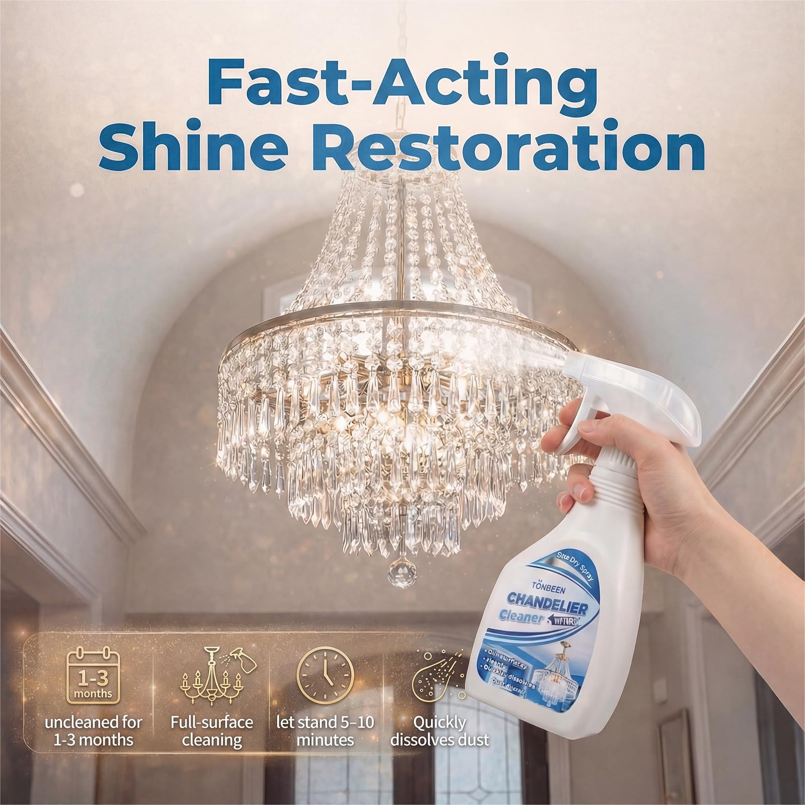 Crystal Chandelier Cleaner Drip Dry Spray – No Wipe Streak Free Dust Remover …