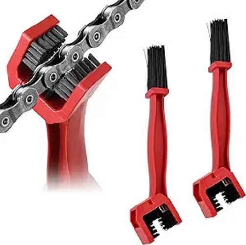 2 PC Chain Brush, Chain Cleaning Brush Tool, Chain Gears Maintenan Color: Red