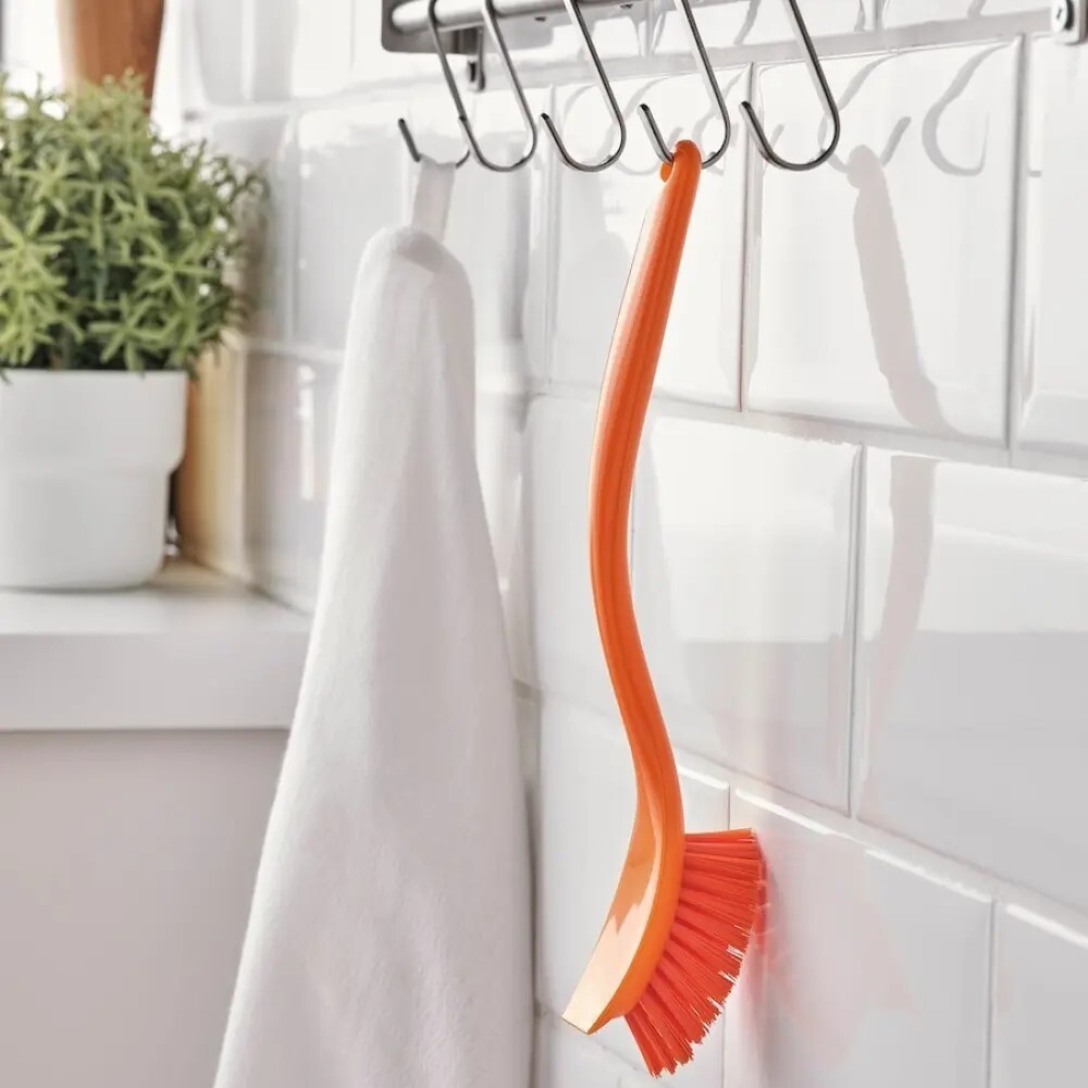 IKEA 20233961 Orange Dish Scrub Brush Kitchen Cleaning Tool Scraper Edge 25cm
