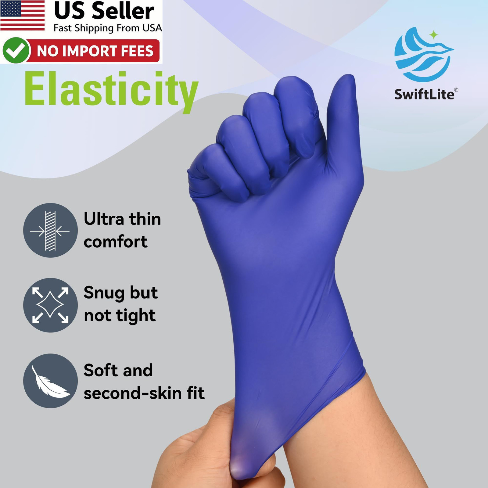SWIFTLITE Nitrile Disposable Gloves Powder Free Latex Free Food Safe FROM USA