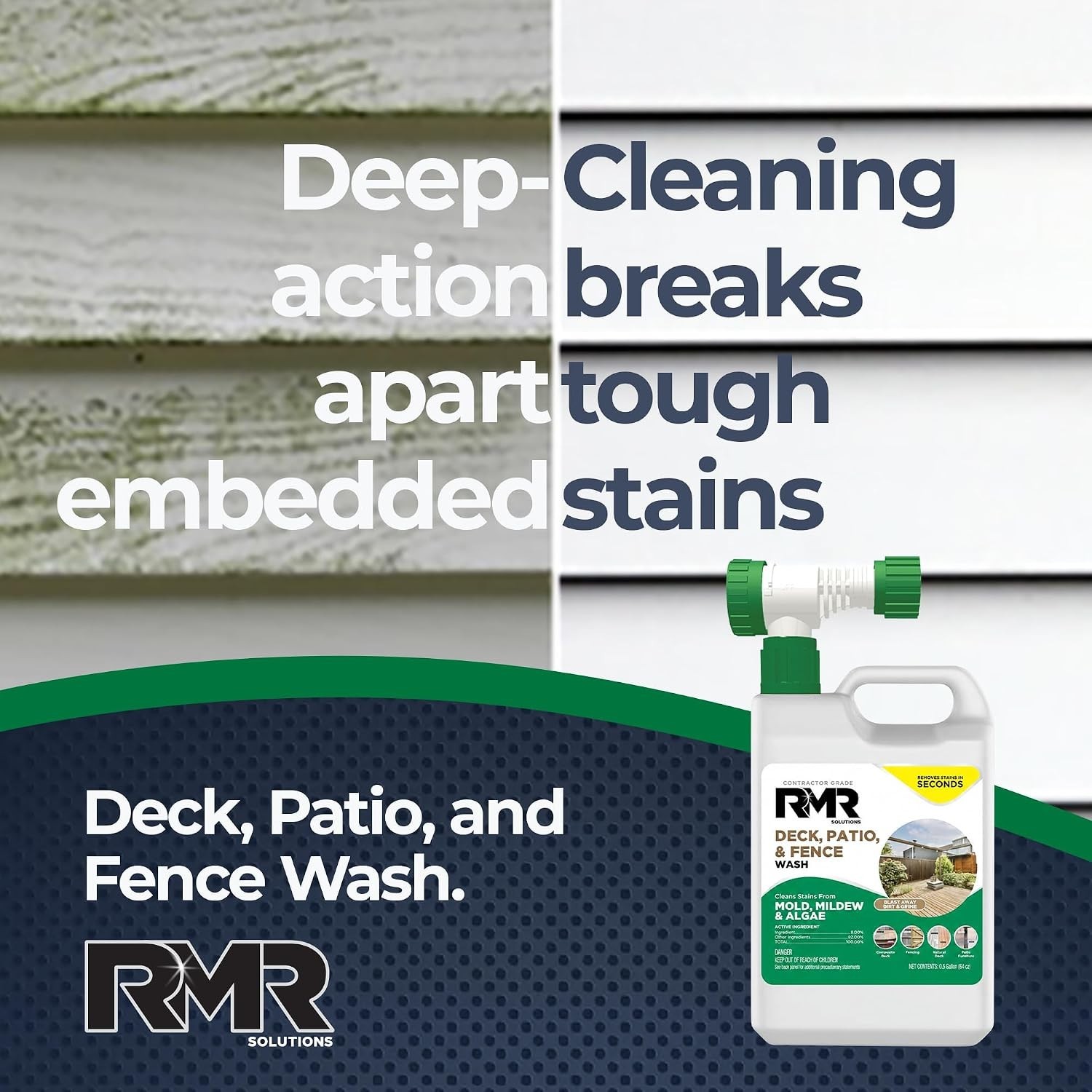 RMR Deck, Patio, & Fence Wash – Commercial-Grade Outdoor Stain Remover for Mo…