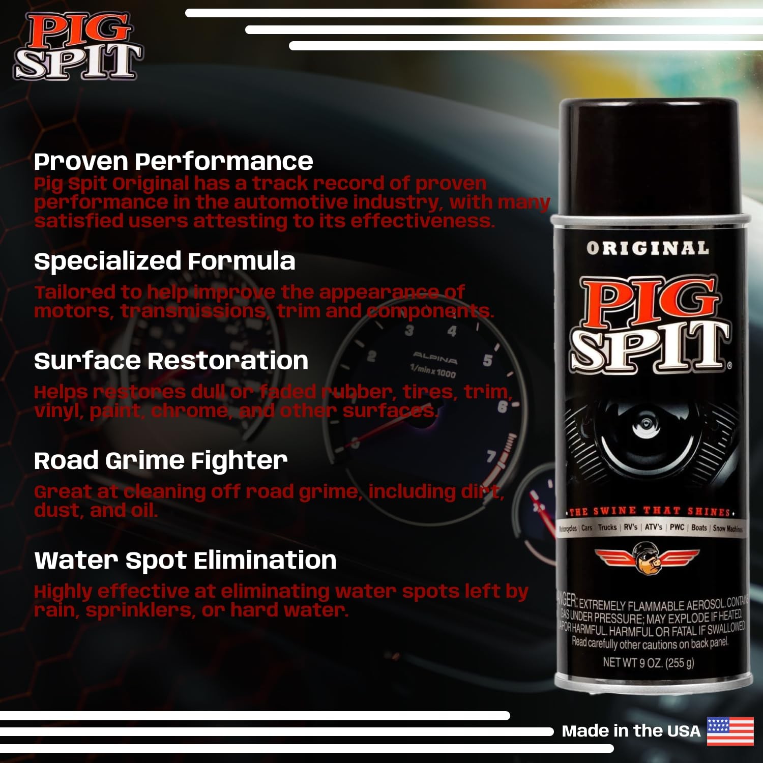 Engine Shine for Trim, Tires & Vinyl | Restores Faded Black Plastic | 9 oz.