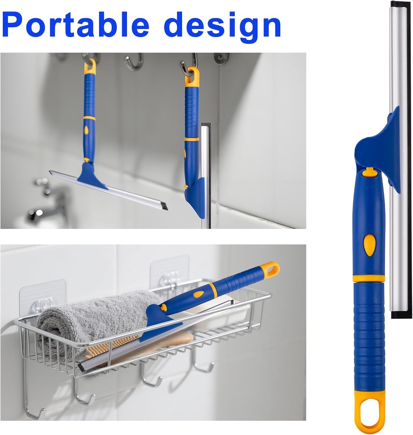 Swivel Shower Squeegee for Glass Doors, All-Purpose Anti-Slip Window Squeegee