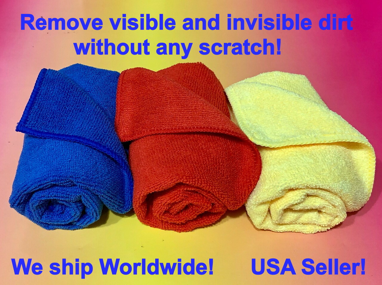 3 COLOR (16″X16″) MICROFIBER TOWELS CLOTH: CLEANING DETAILING POLISHING KITCHEN