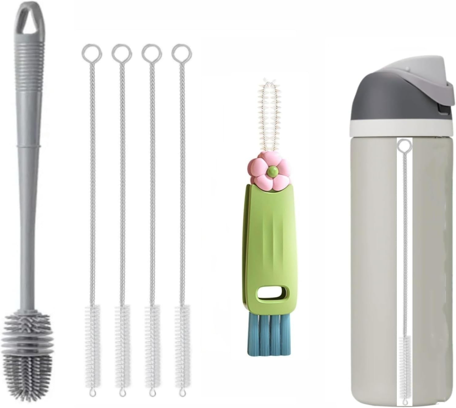 Straw Cleaner Brush Fit for Owala FreeSip 24oz/32oz/40oz, Silicone Long Handle