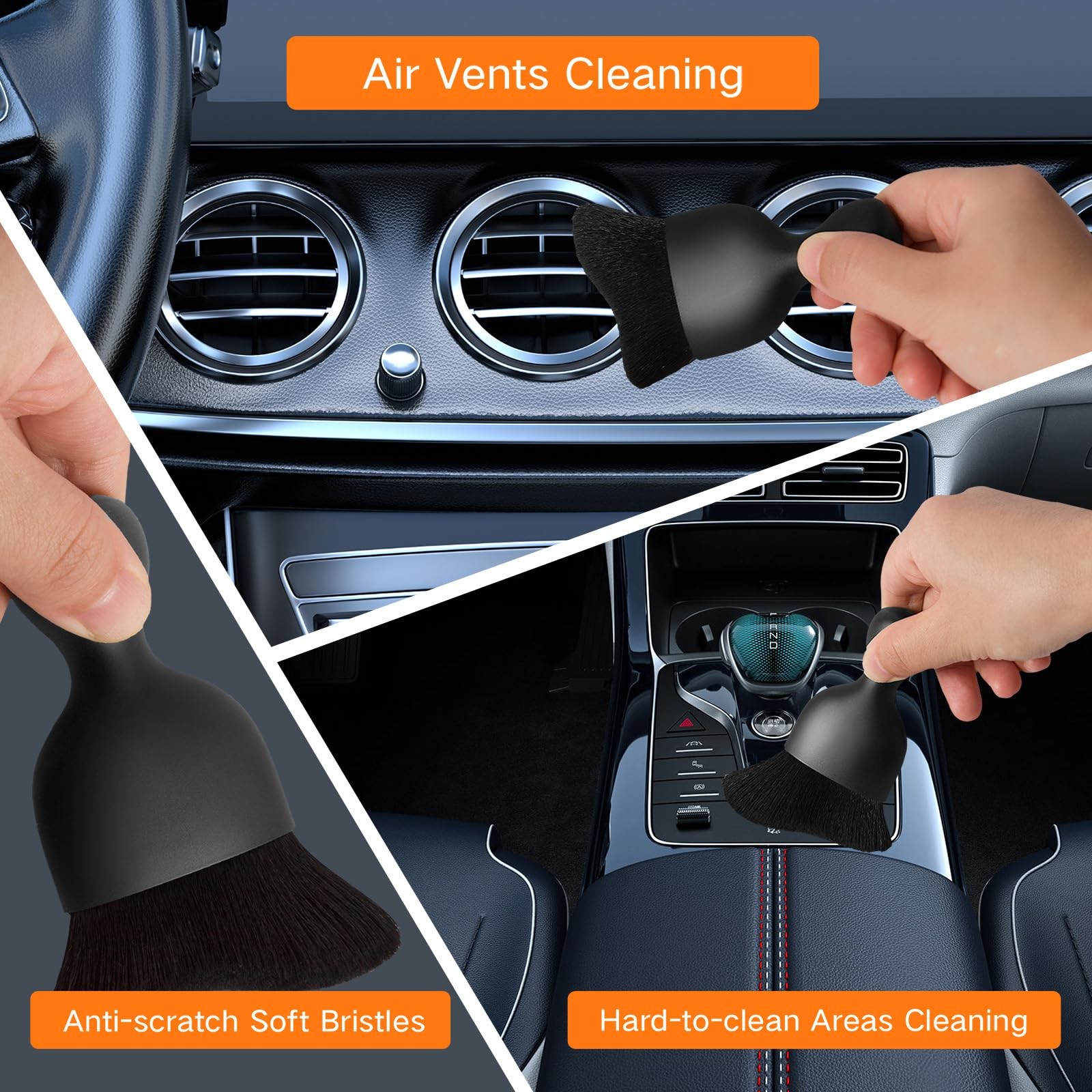 Windshield Cleaner Tool Kit with Microfiber Pads & Extendable Handle