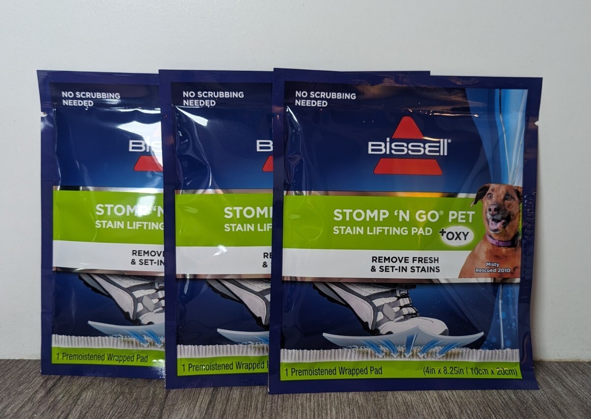 Brand New Bissell Stomp ‘n Go Pet Stain Lifting Pads Plus Oxy 3 Pack
