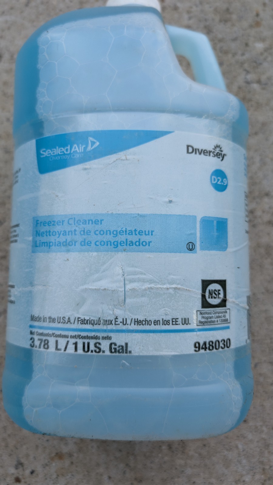 Diversey 948030 Freezer Floor Cleaner,1 Gal.,Blue, 572
