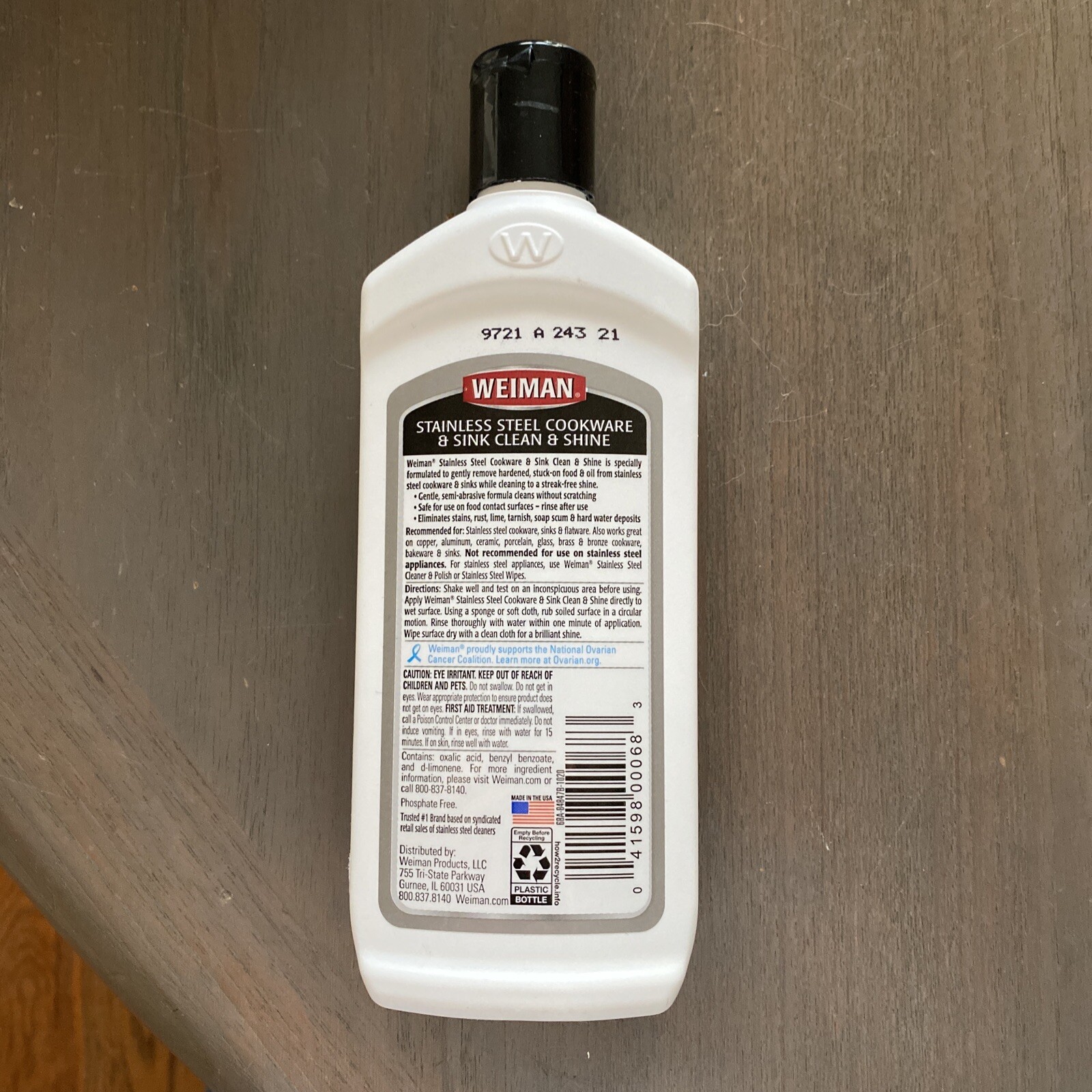 Weiman STAINLESS STEEL COOKWARE & SINK Clean Shine 8oz Liquid ~ FRESH CITRUS