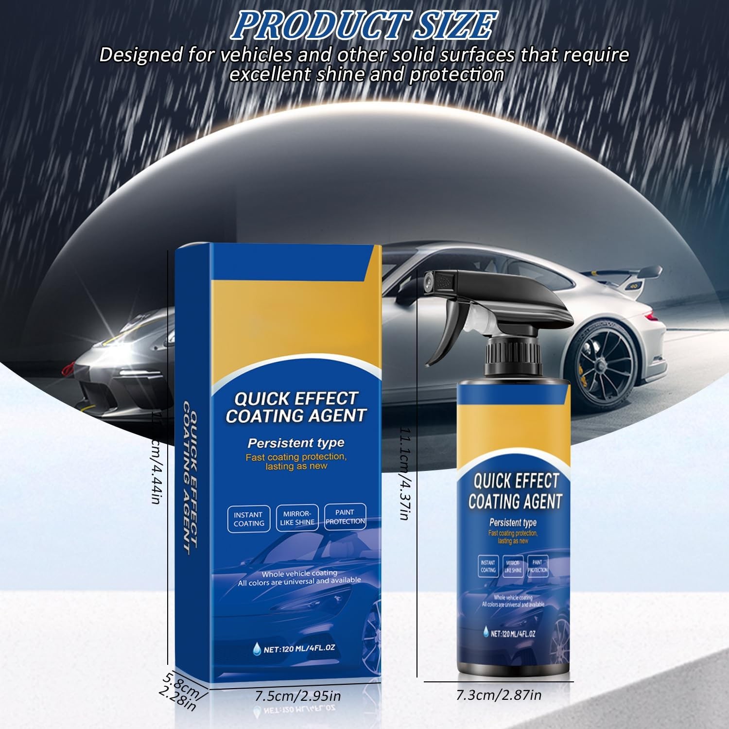 Quick Effect Car Coating Spray, Scratch Repair Wax & Glass Cleaner