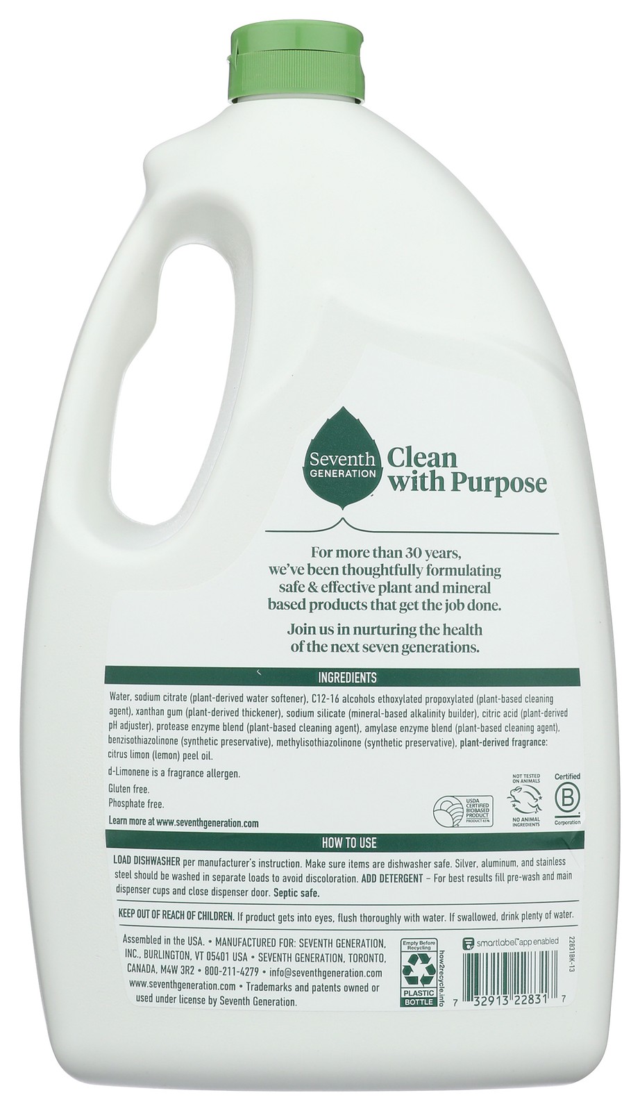 Seventh Generation Lemon Dishwasher Detergent Gel 70 Oz 6 Pack