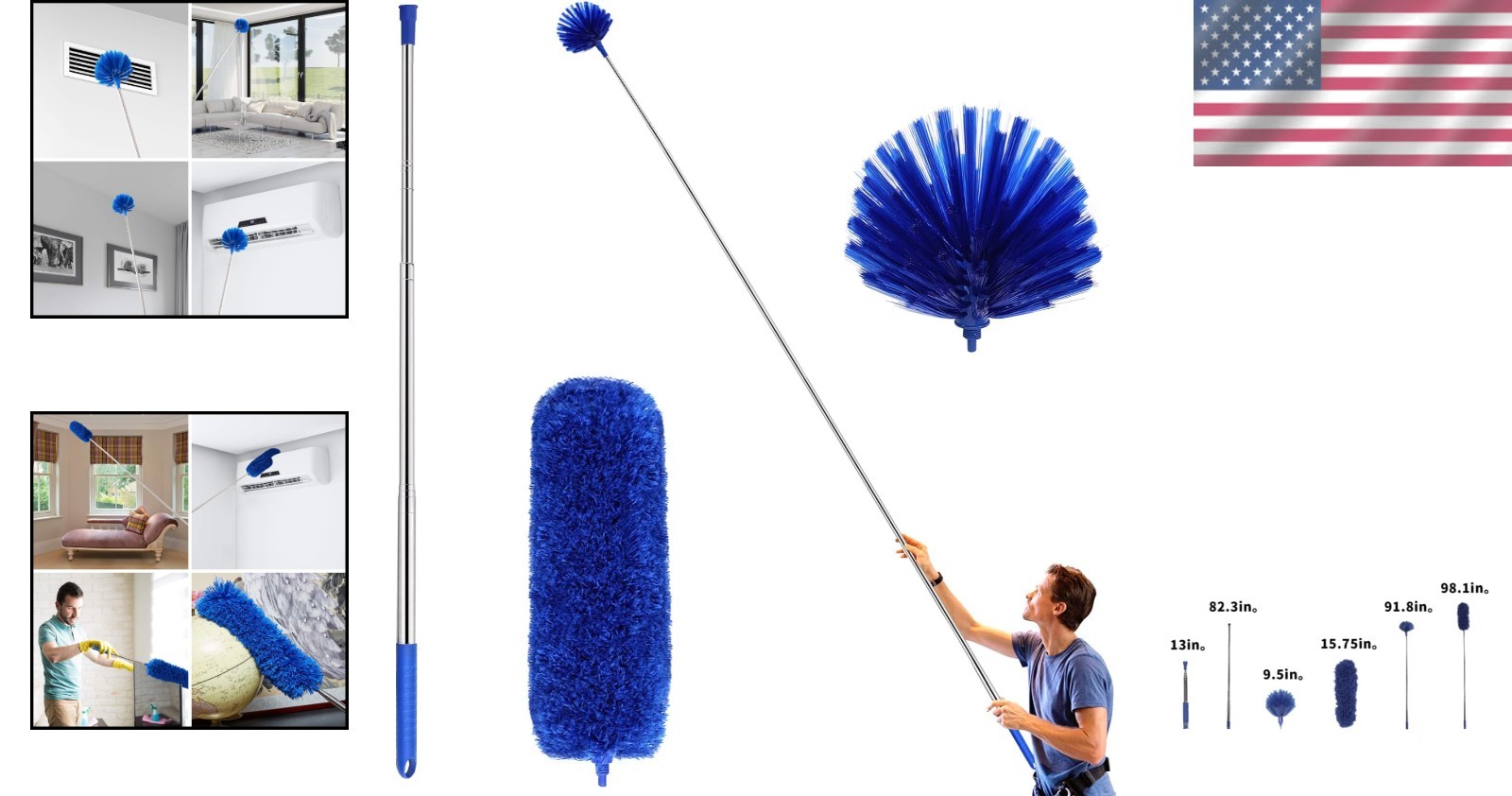 Extendable Cobweb Duster Kit, 3-Piece Set