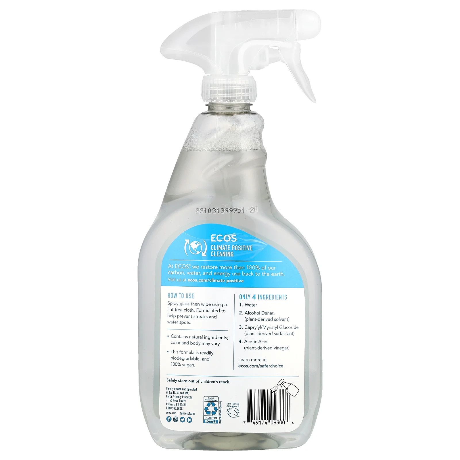 Ecos, Window Cleaner, 22 fl oz (650 ml)