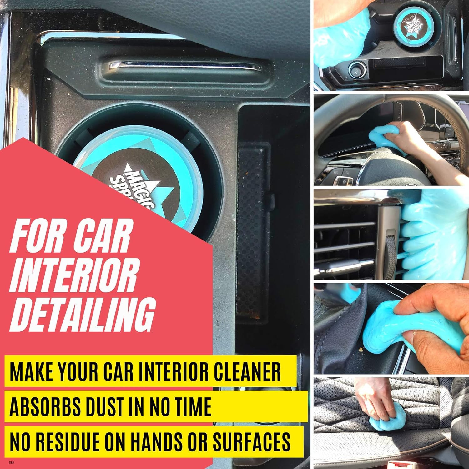 MAGIC SPRUCE Car Cleaning Gel,2 Pack Car Cleaning Putty with 4 Anti- Static Brus