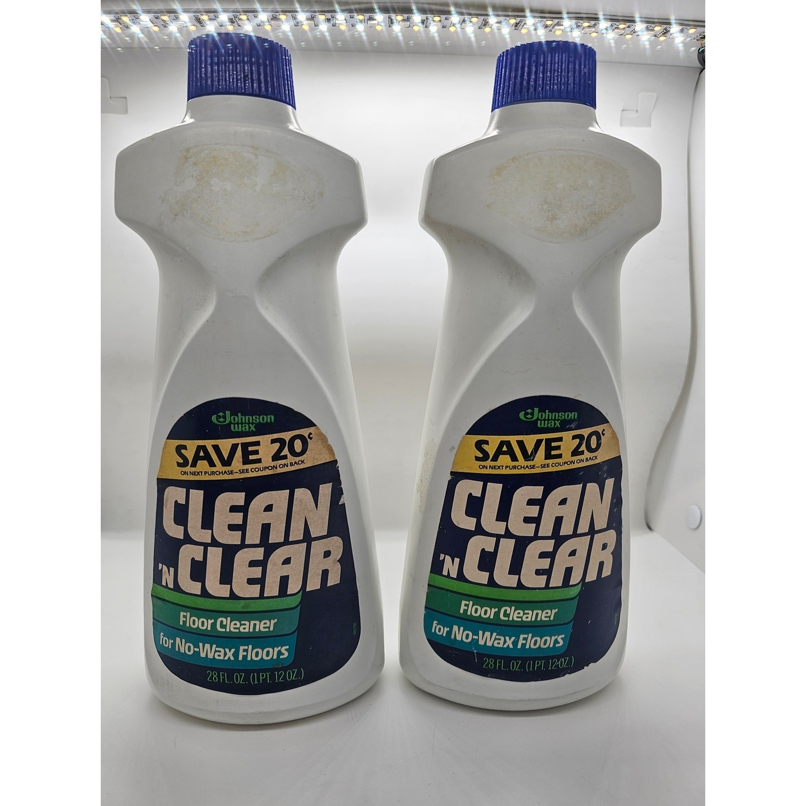 NEW Lot Of 2 Clean n Clear Cleaner for no-wax floors (1982) 28 Fl Oz