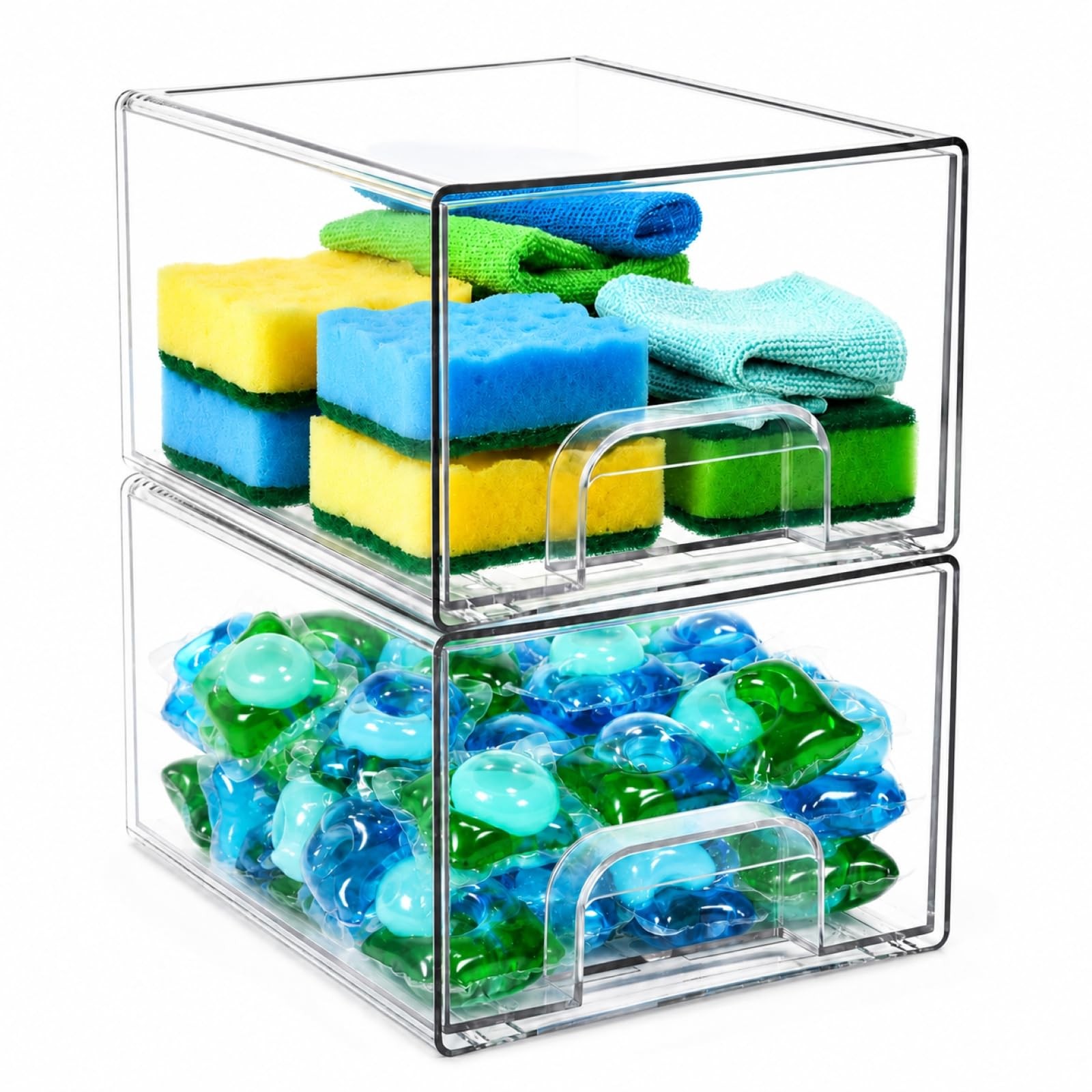 2 Pack Laundry Pods Container, Stackable Laundry Room Organization Storage Dr…