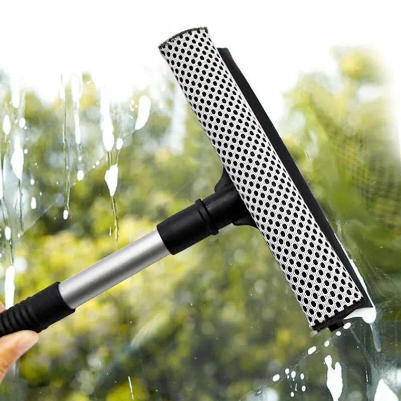 2xHandle Car Window Brush Windshield Squeegee Scraper Wiper Cleaner Dual Surface