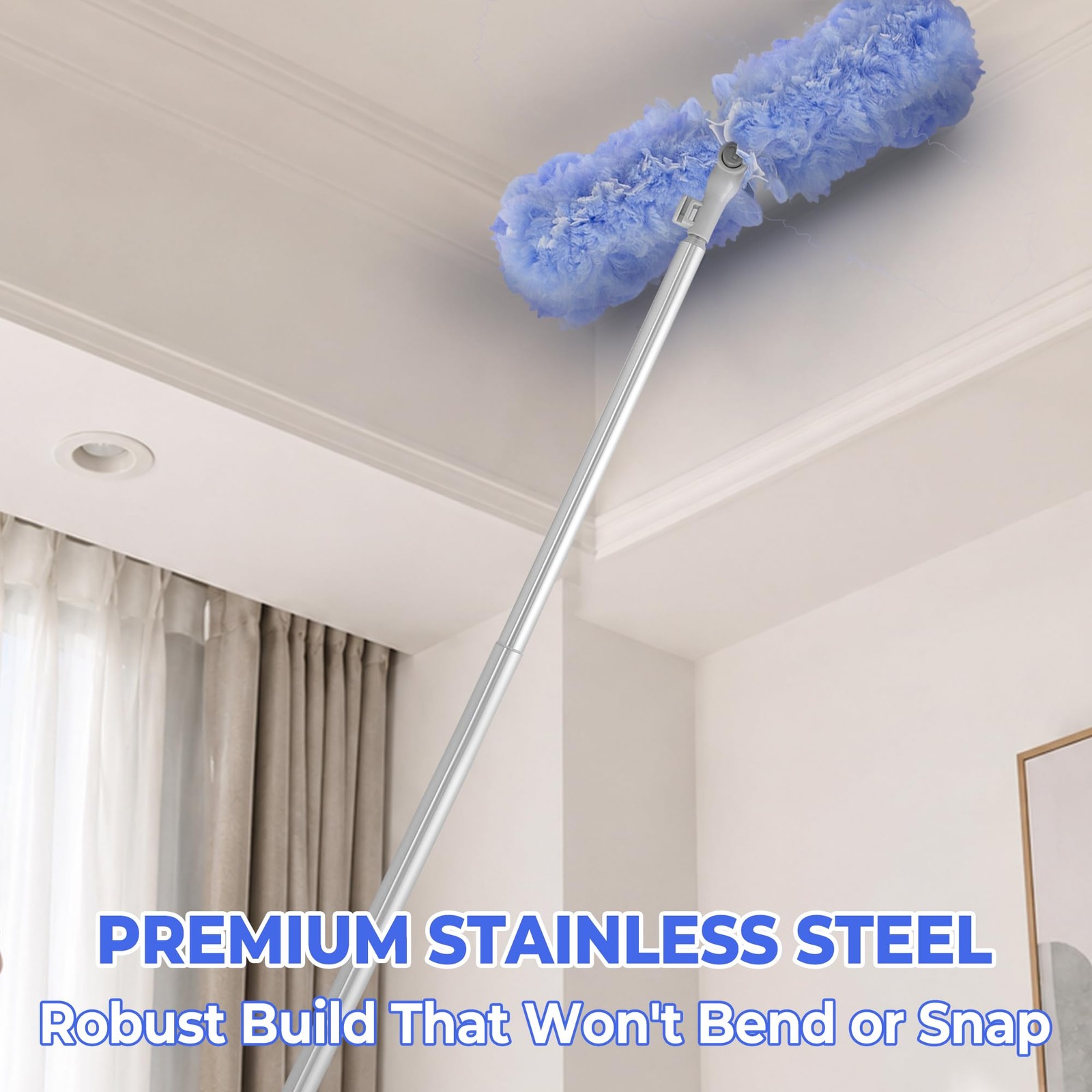 Duster Extended Handle & Long Duster, with Swiffer, 65.7″ Stainless Steel Ext…